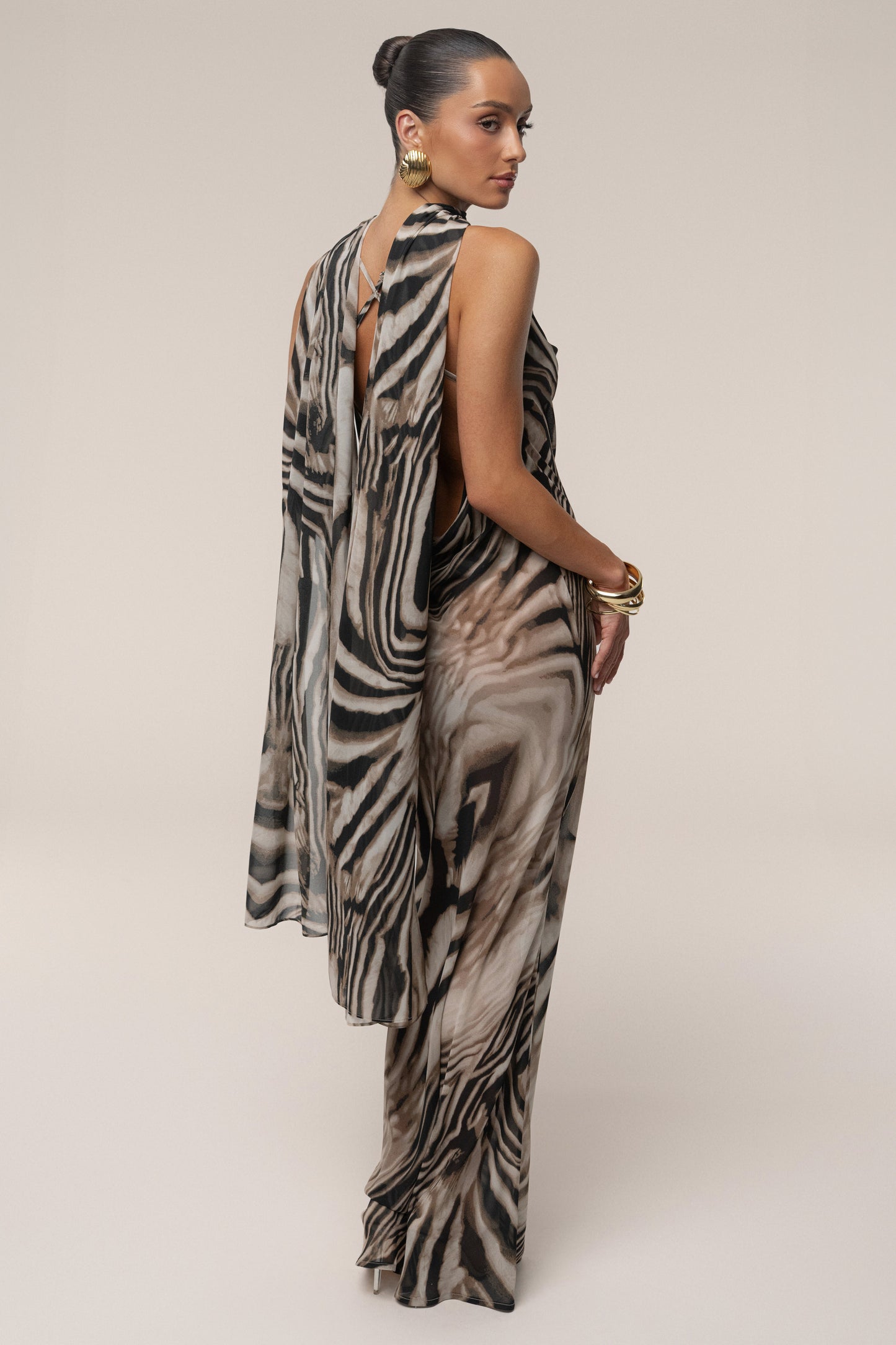 Brown Zebra Print Shadow Safari Scarf JLUXLABEL