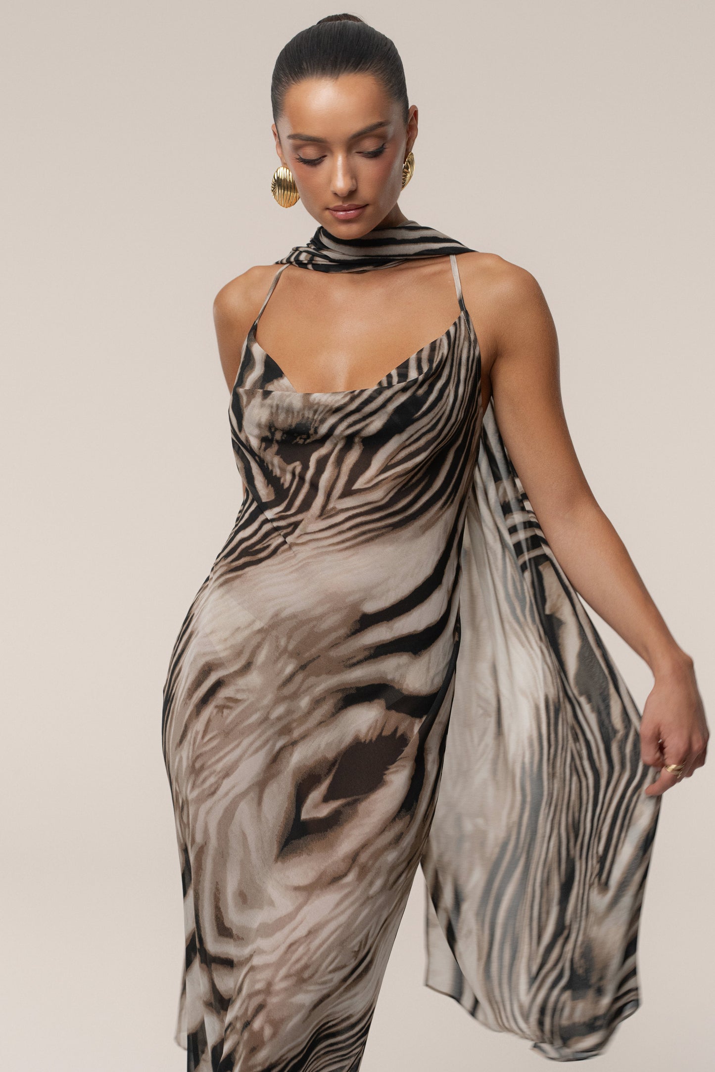 Brown Zebra Print Infinite Journey Maxi Dress JLUXLABEL