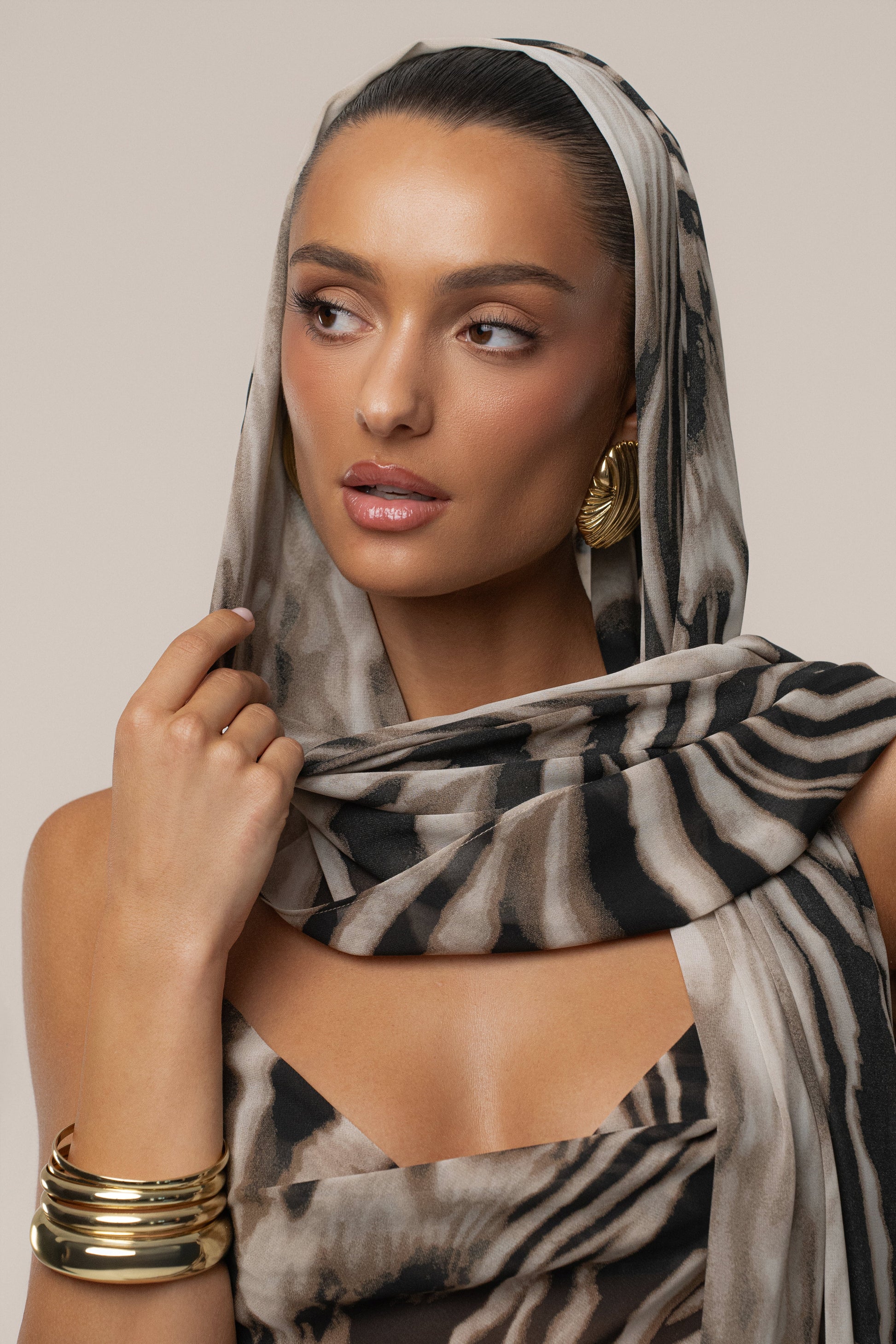 Brown Zebra Print Shadow Safari Scarf JLUXLABEL