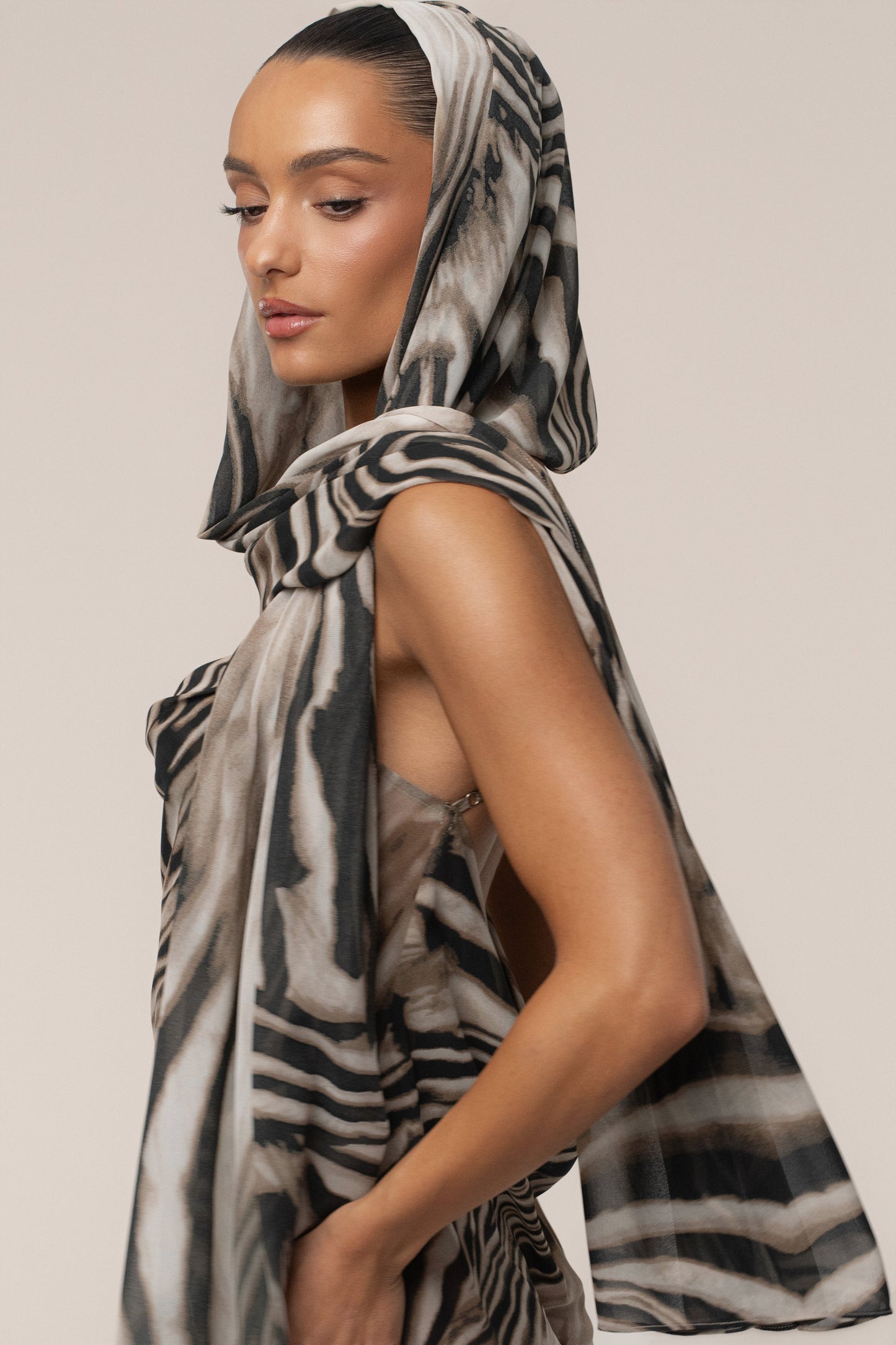 Brown Zebra Print Shadow Safari Scarf JLUXLABEL