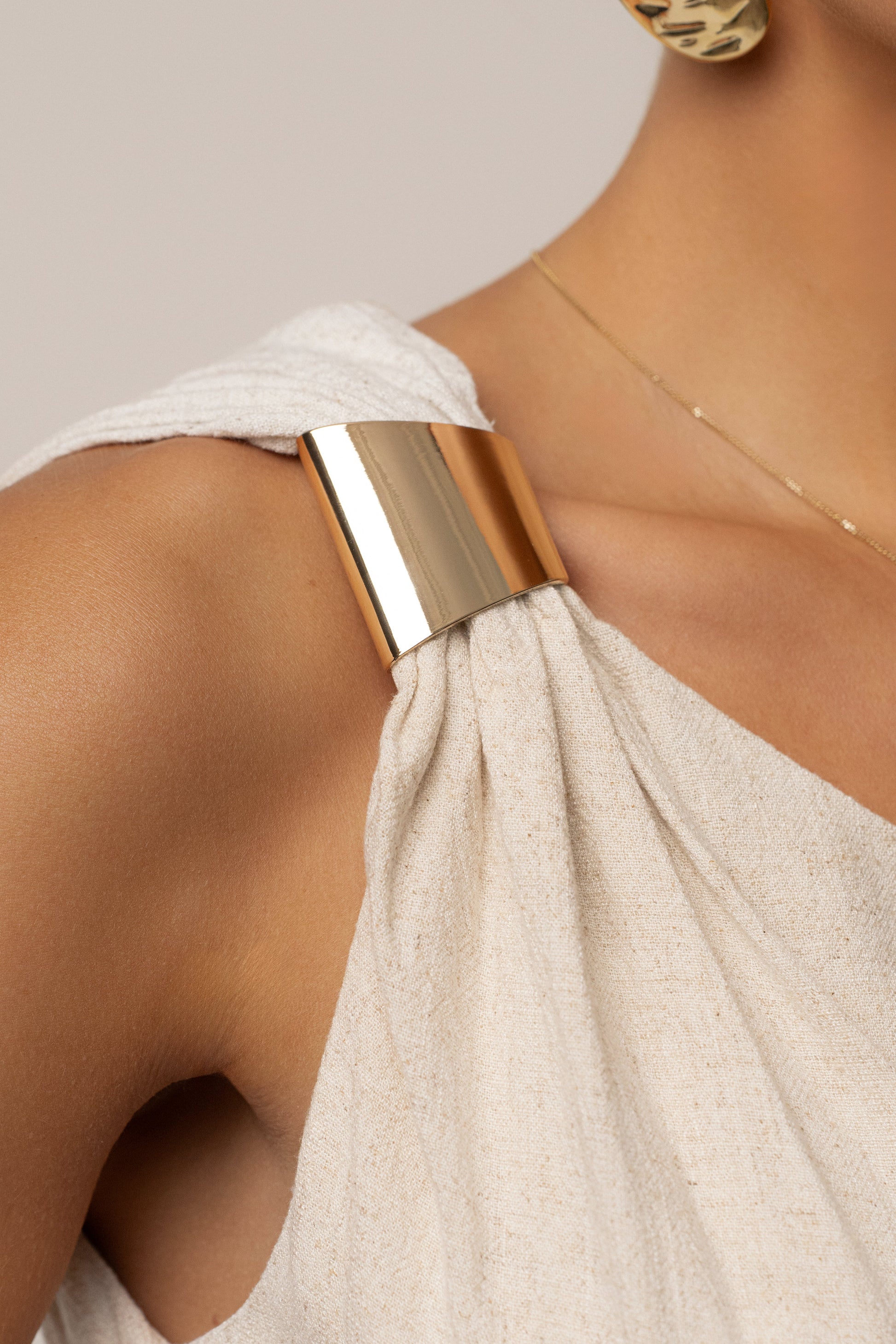 Beige Palmera One Shoulder Top NEWFASHIONEDGE