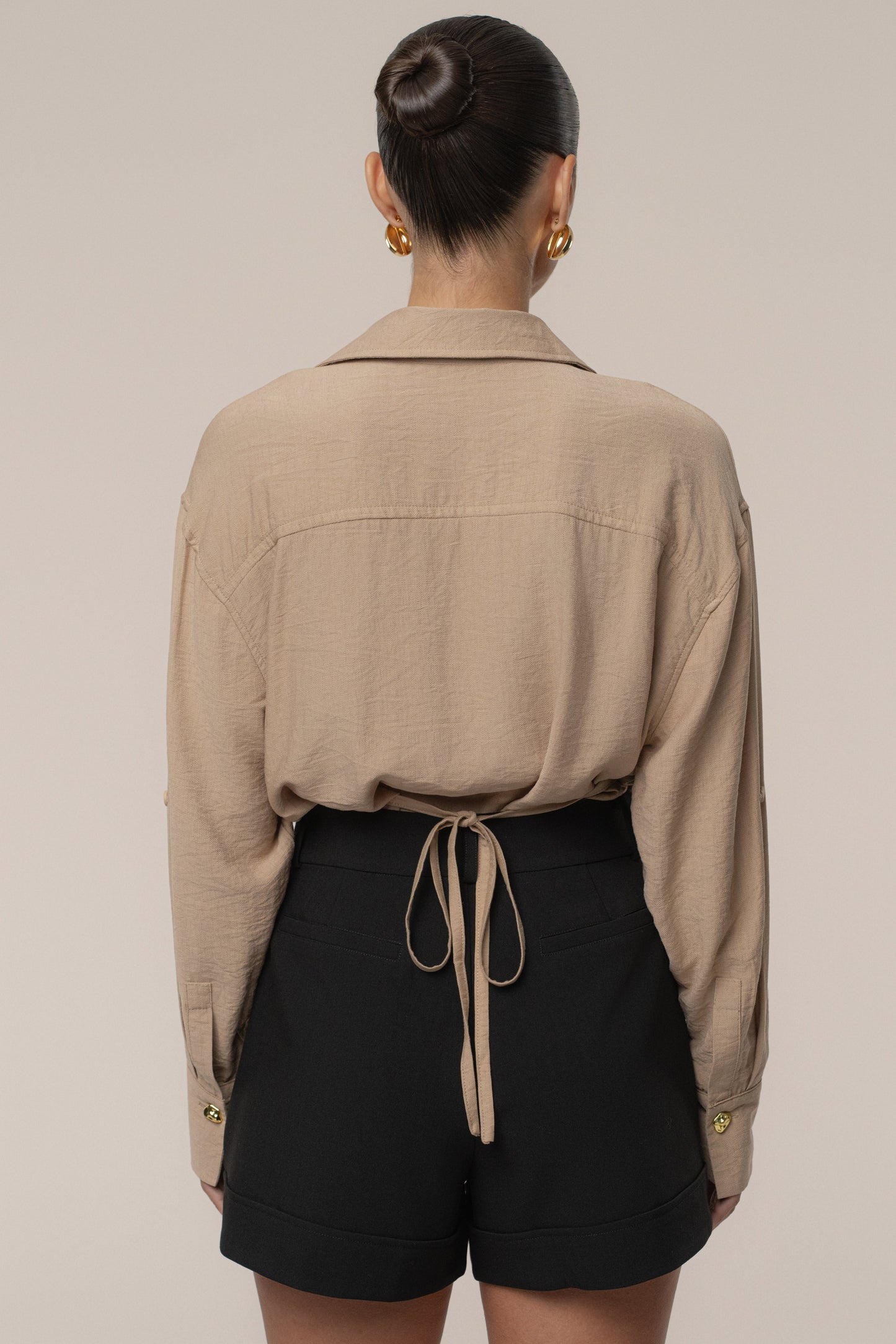 Tan Drift Collared Cargo Top JLUXLABEL