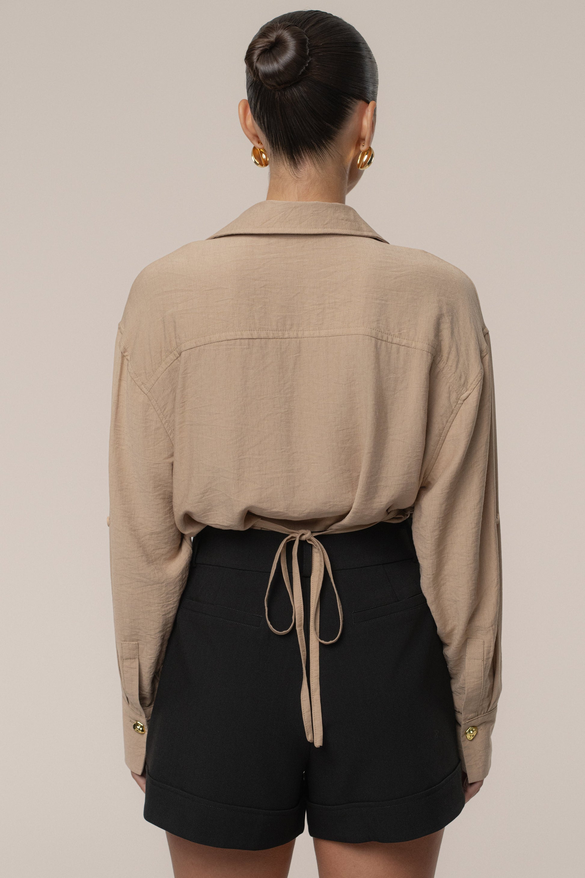 Tan Drift Collared Cargo Top JLUXLABEL