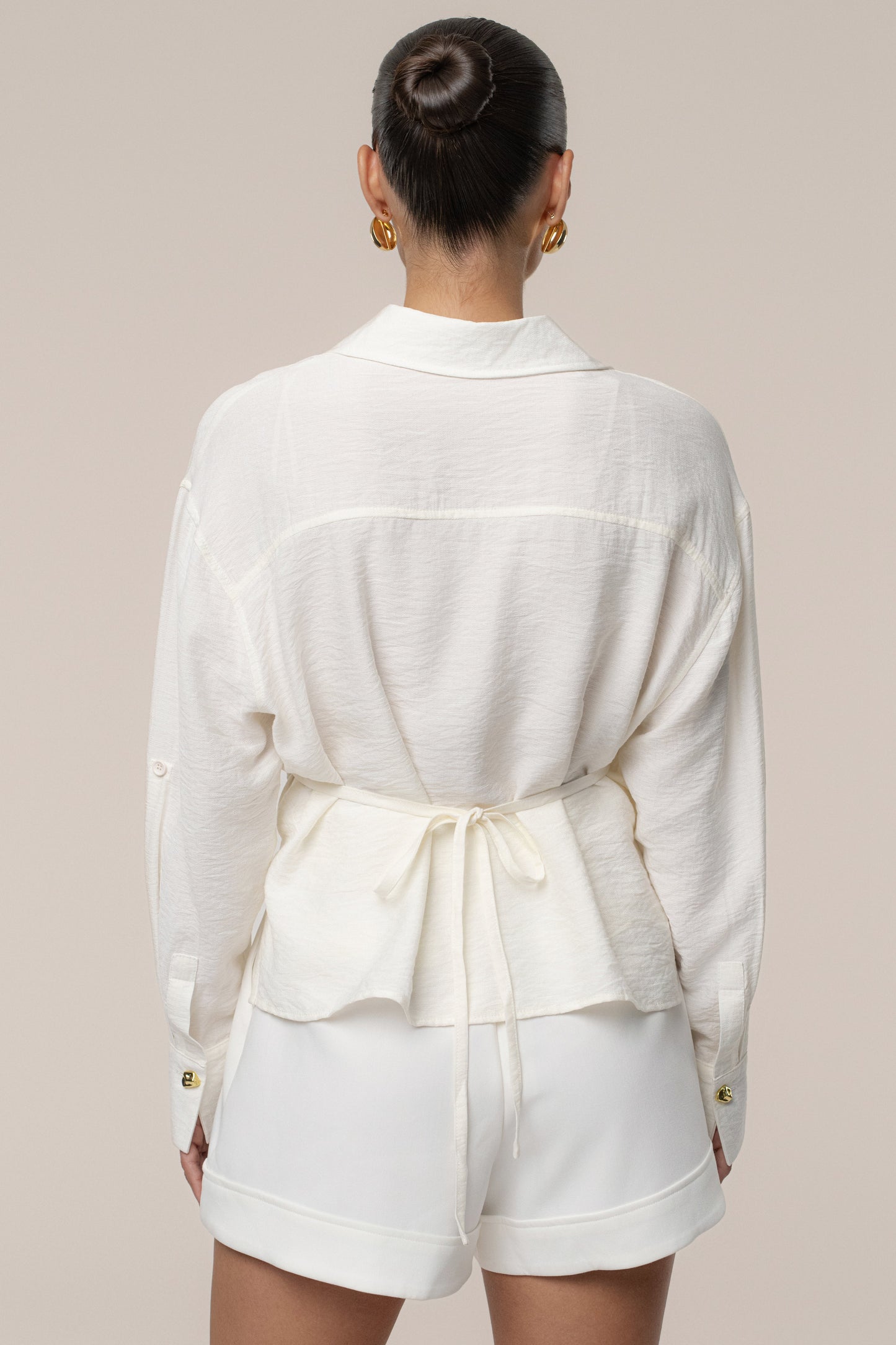 Ivory Drift Collared Cargo Top JLUXLABEL
