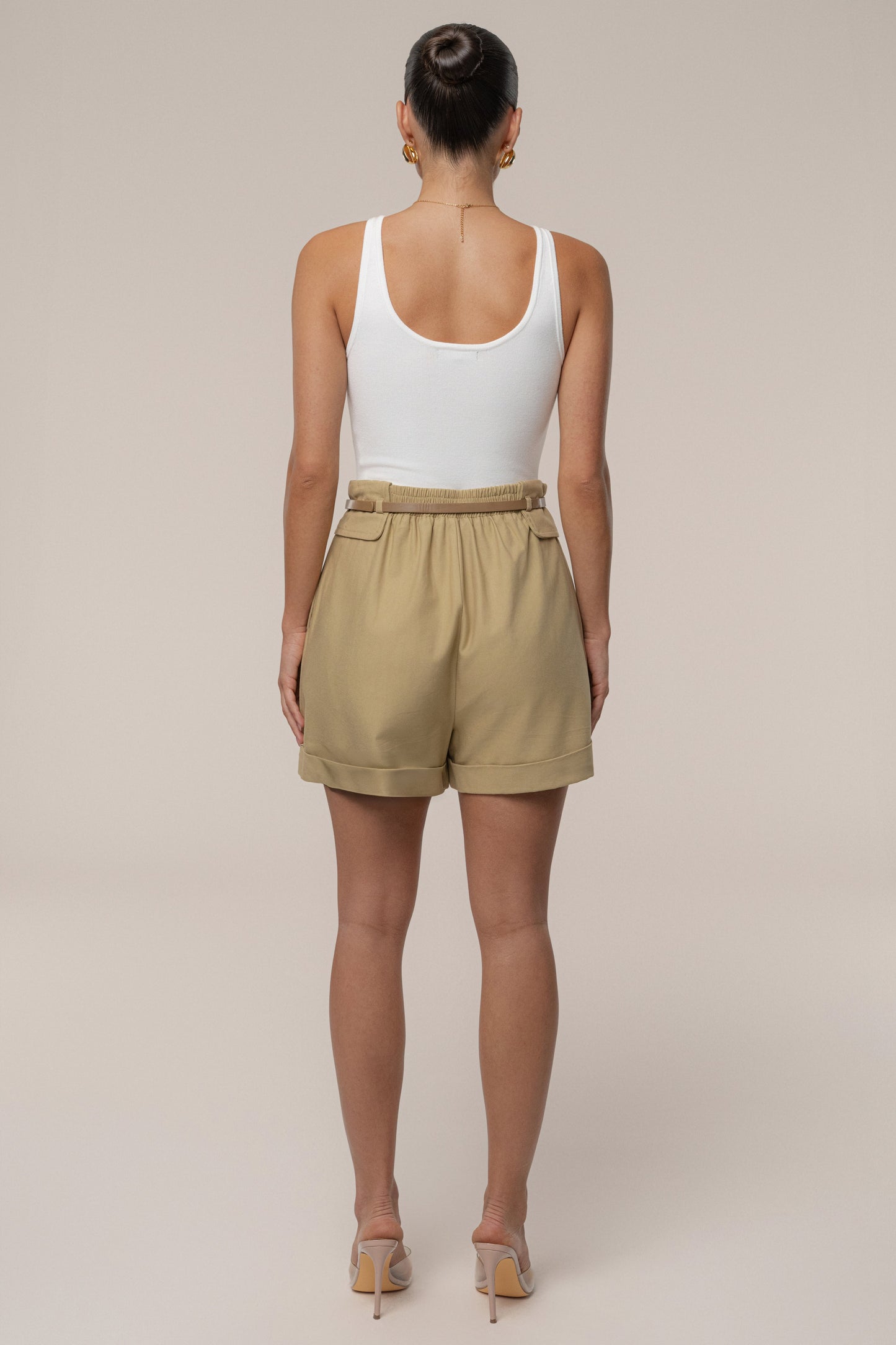Tan Belted Cargo Shorts JLUXLABEL