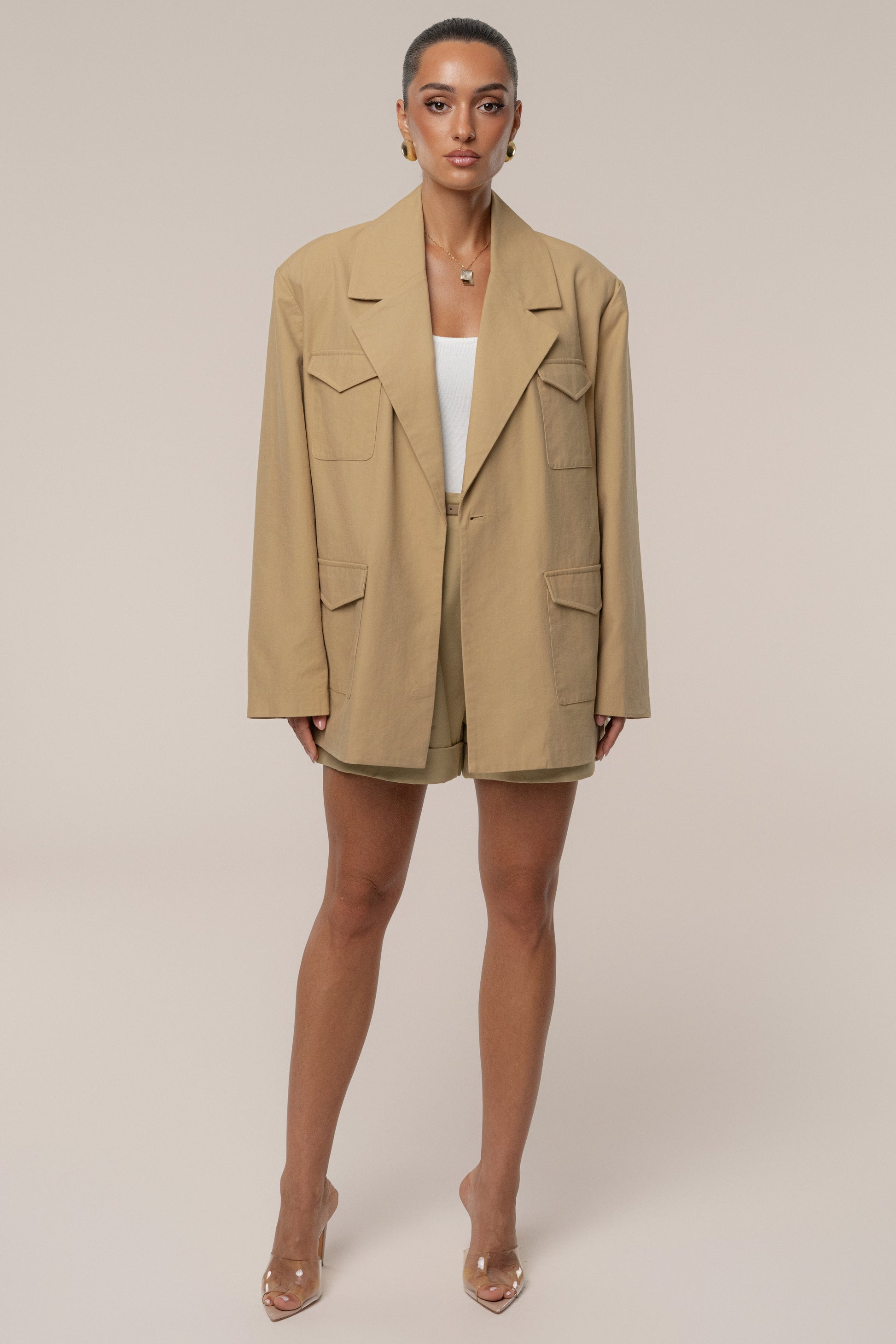 Tan Precision Woven Blazer JLUXLABEL