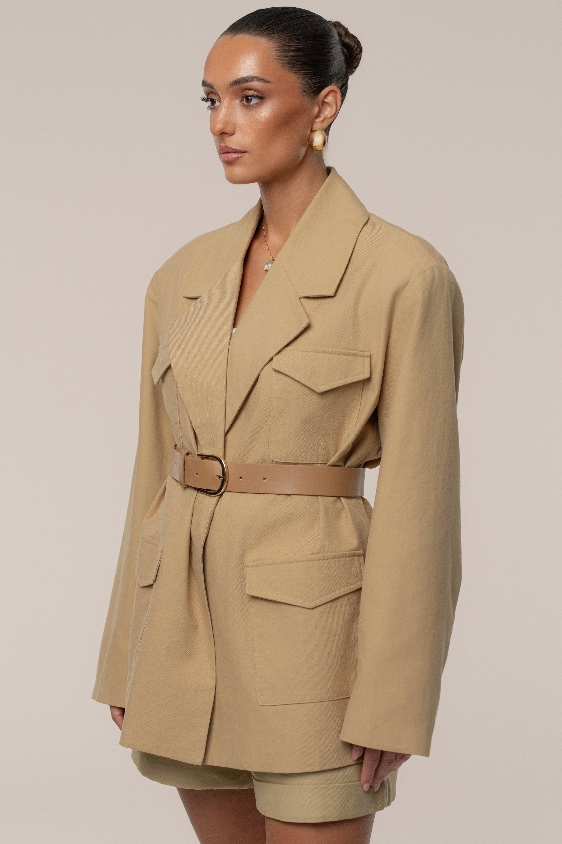 Tan Precision Woven Blazer JLUXLABEL