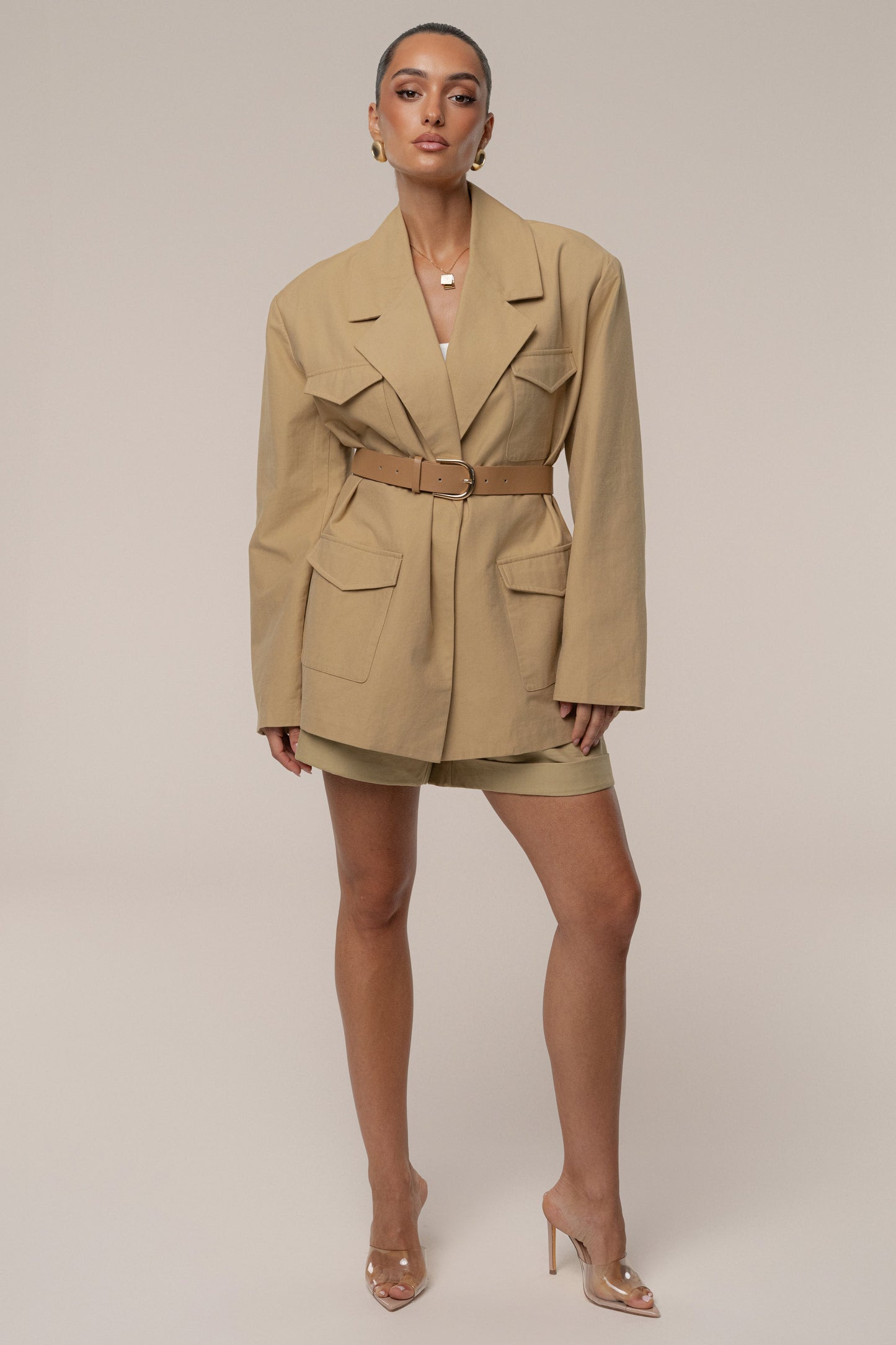 Tan Precision Woven Blazer JLUXLABEL