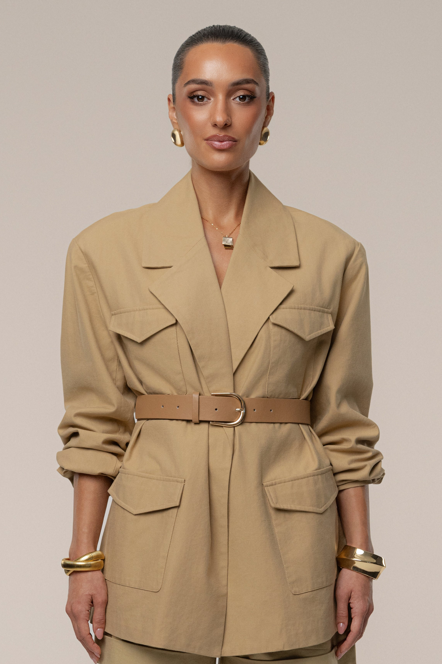 Tan Precision Woven Blazer JLUXLABEL
