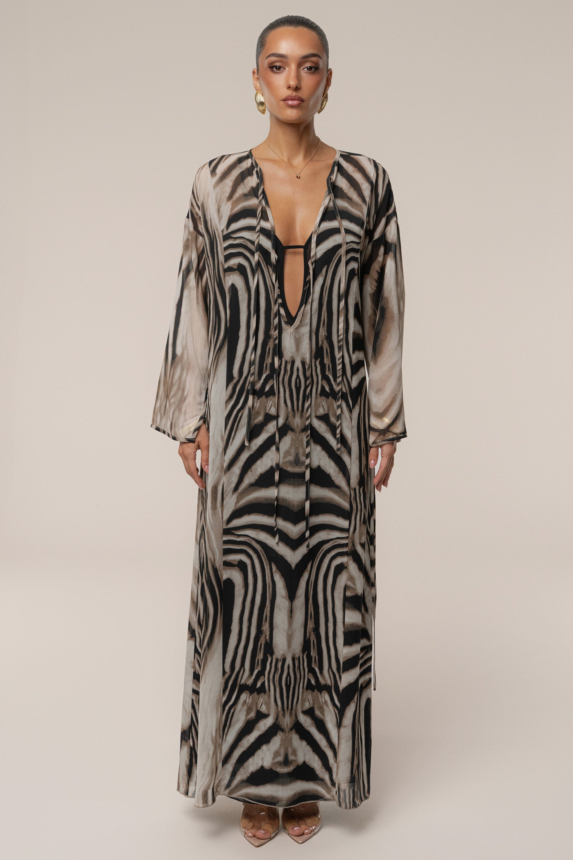 Brown Zebra Print New Vista Maxi Dress NEWFASHIONEDGE