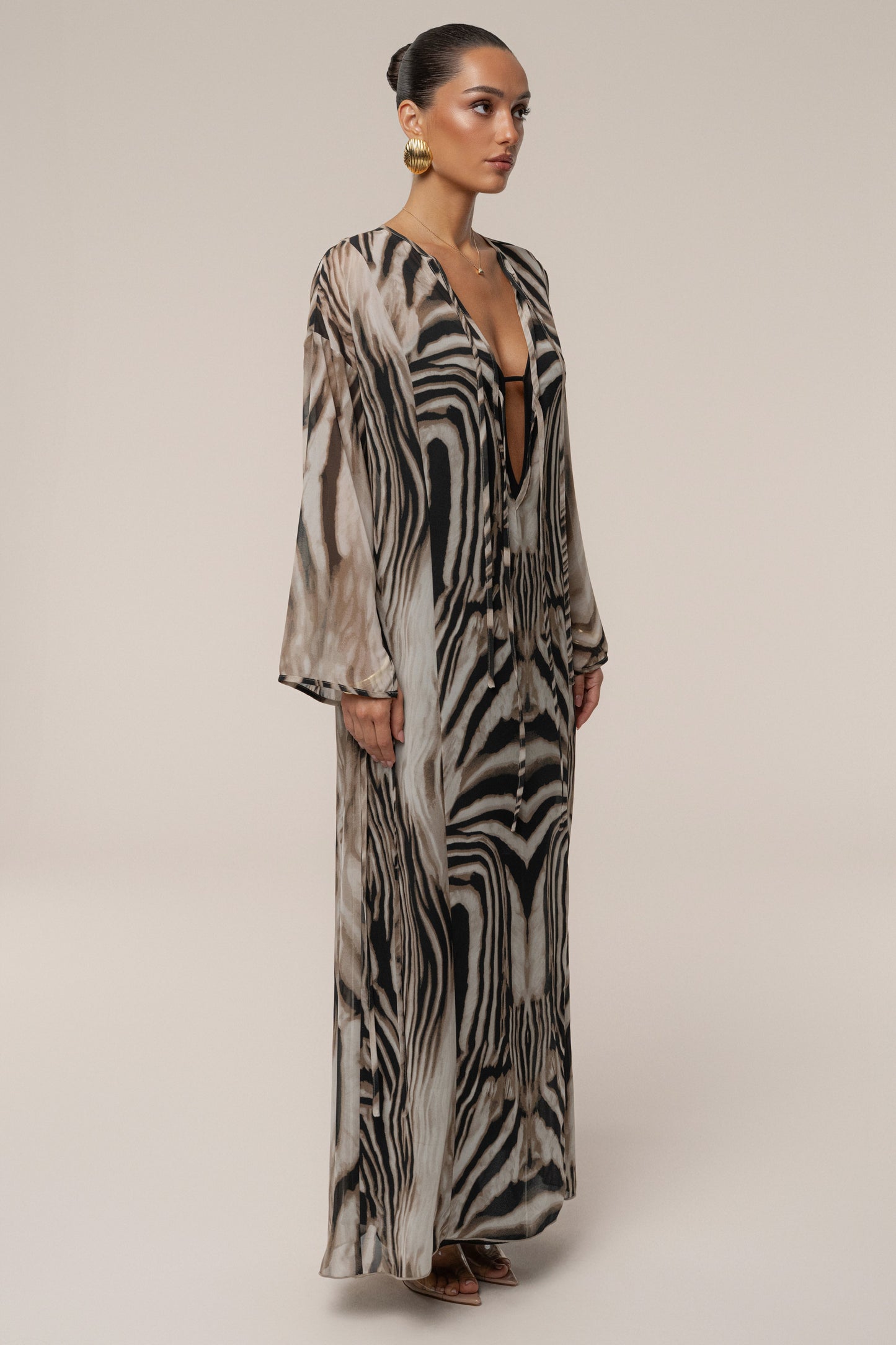 Brown Zebra Print New Vista Maxi Dress NEWFASHIONEDGE