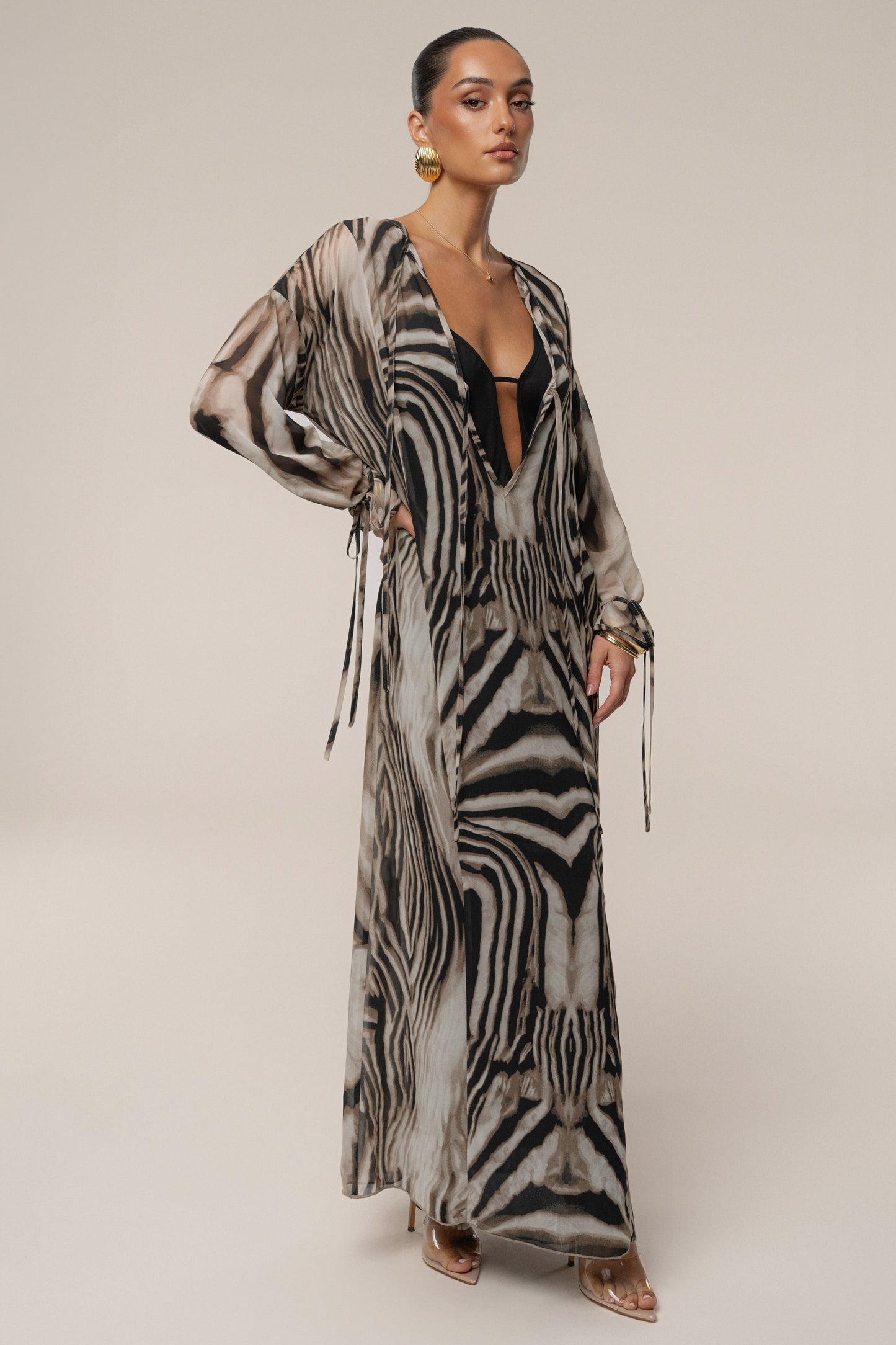 Brown Zebra Print New Vista Maxi Dress NEWFASHIONEDGE