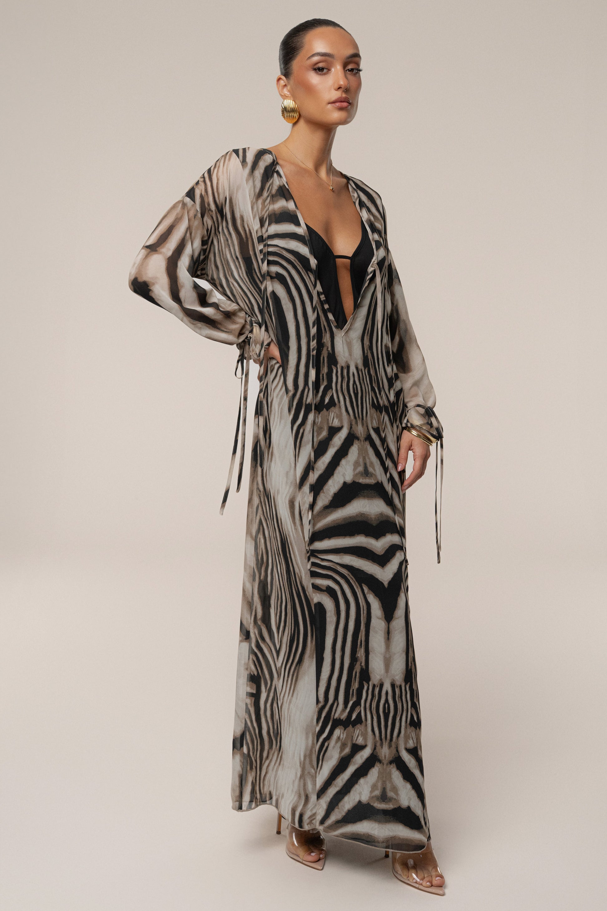 Brown Zebra Print New Vista Maxi Dress NEWFASHIONEDGE