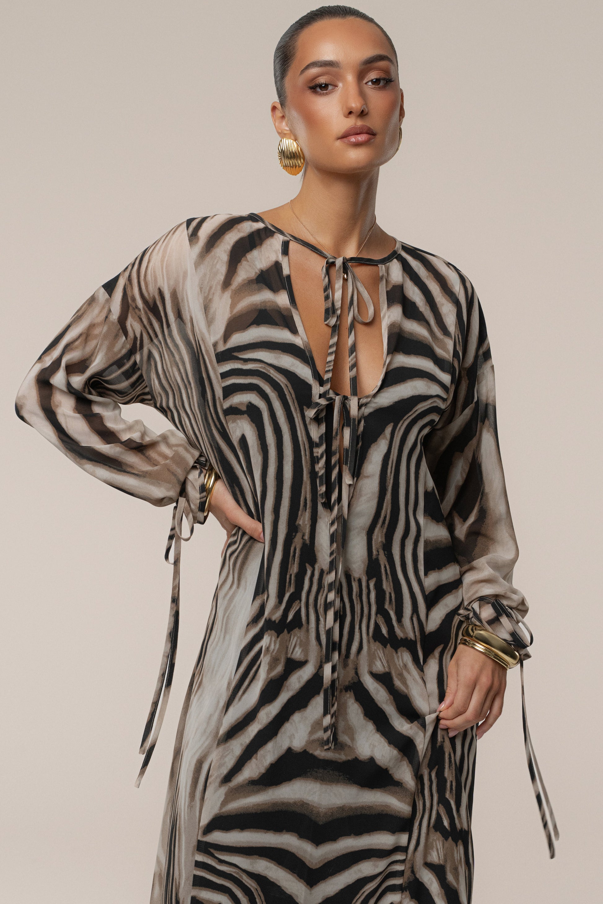Brown Zebra Print New Vista Maxi Dress NEWFASHIONEDGE