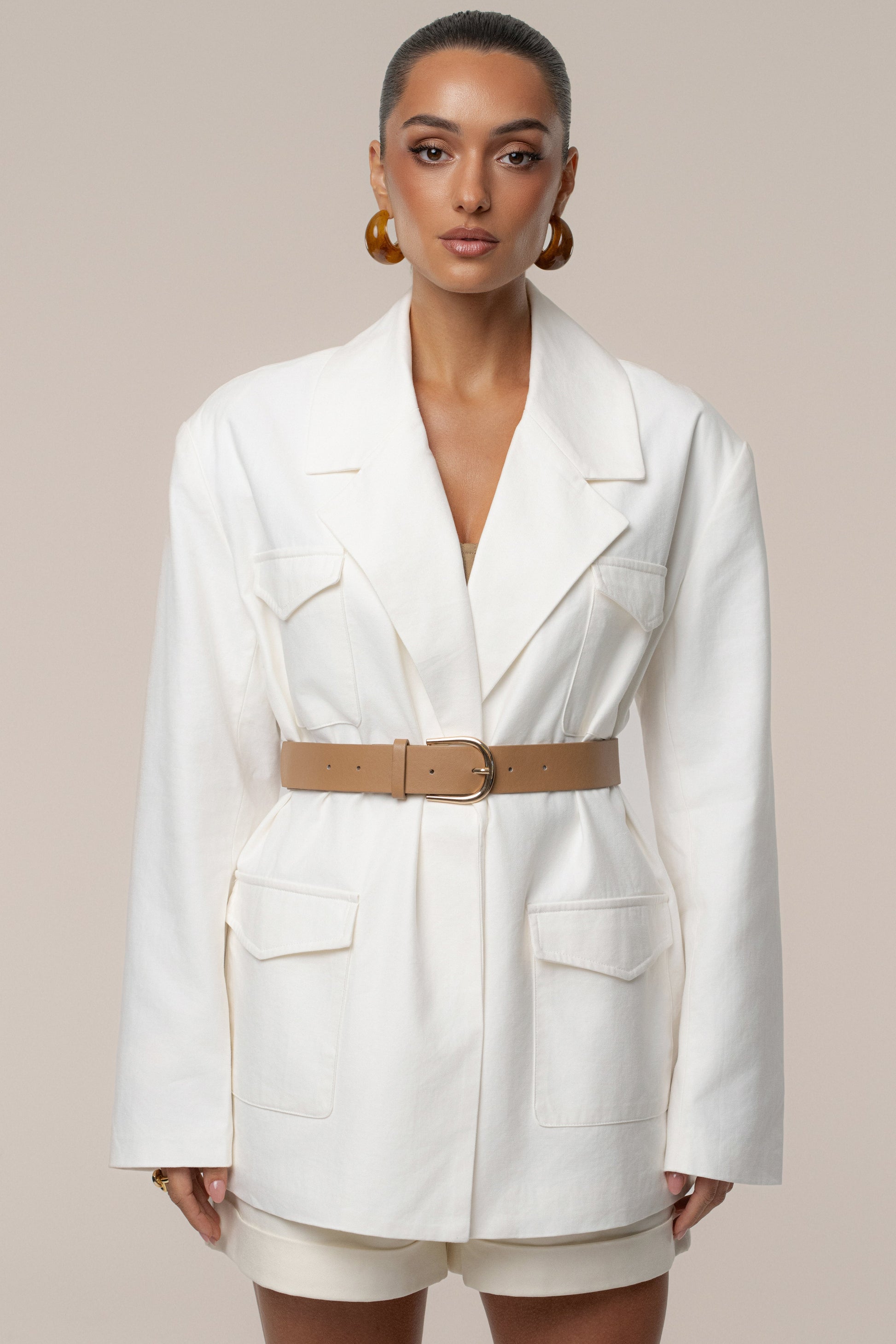 Ivory Precision Woven Blazer JLUXLABEL