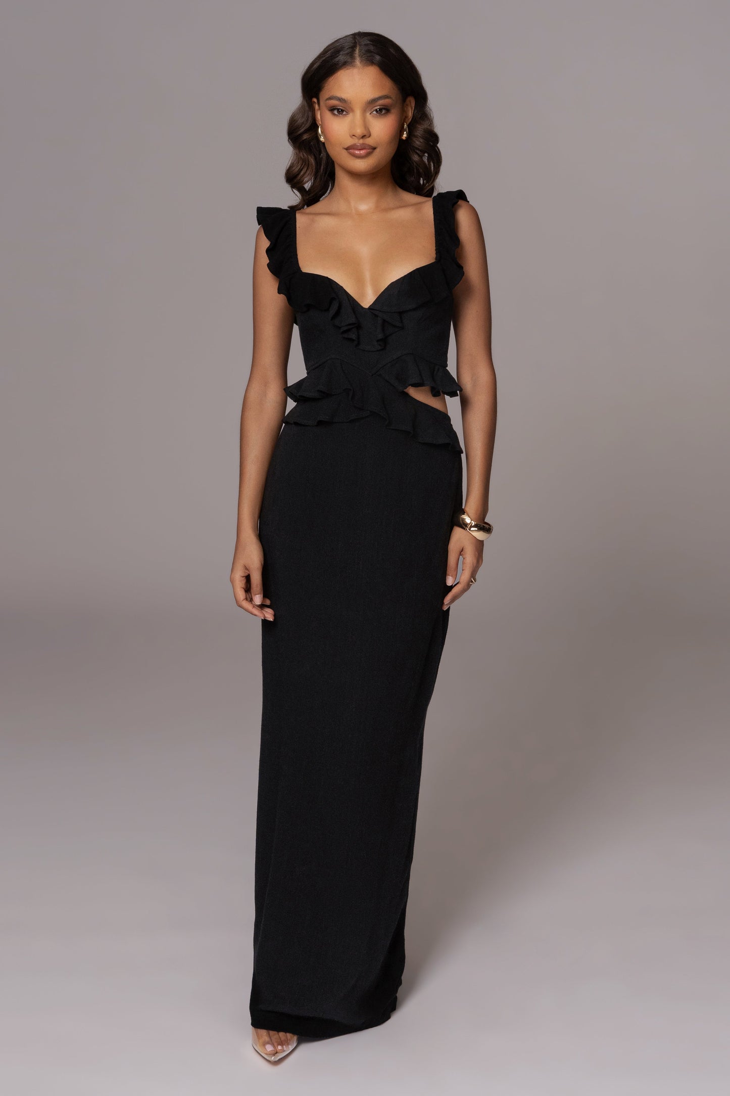 Black Brighter Days Linen Maxi Dress JLUXLABEL