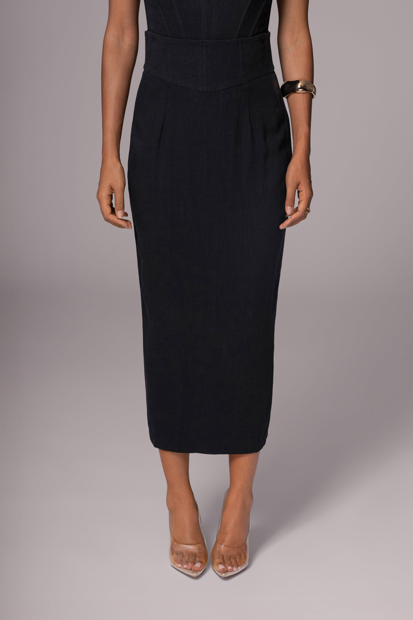 Black Coastland Linen Skirt JLUXLABEL