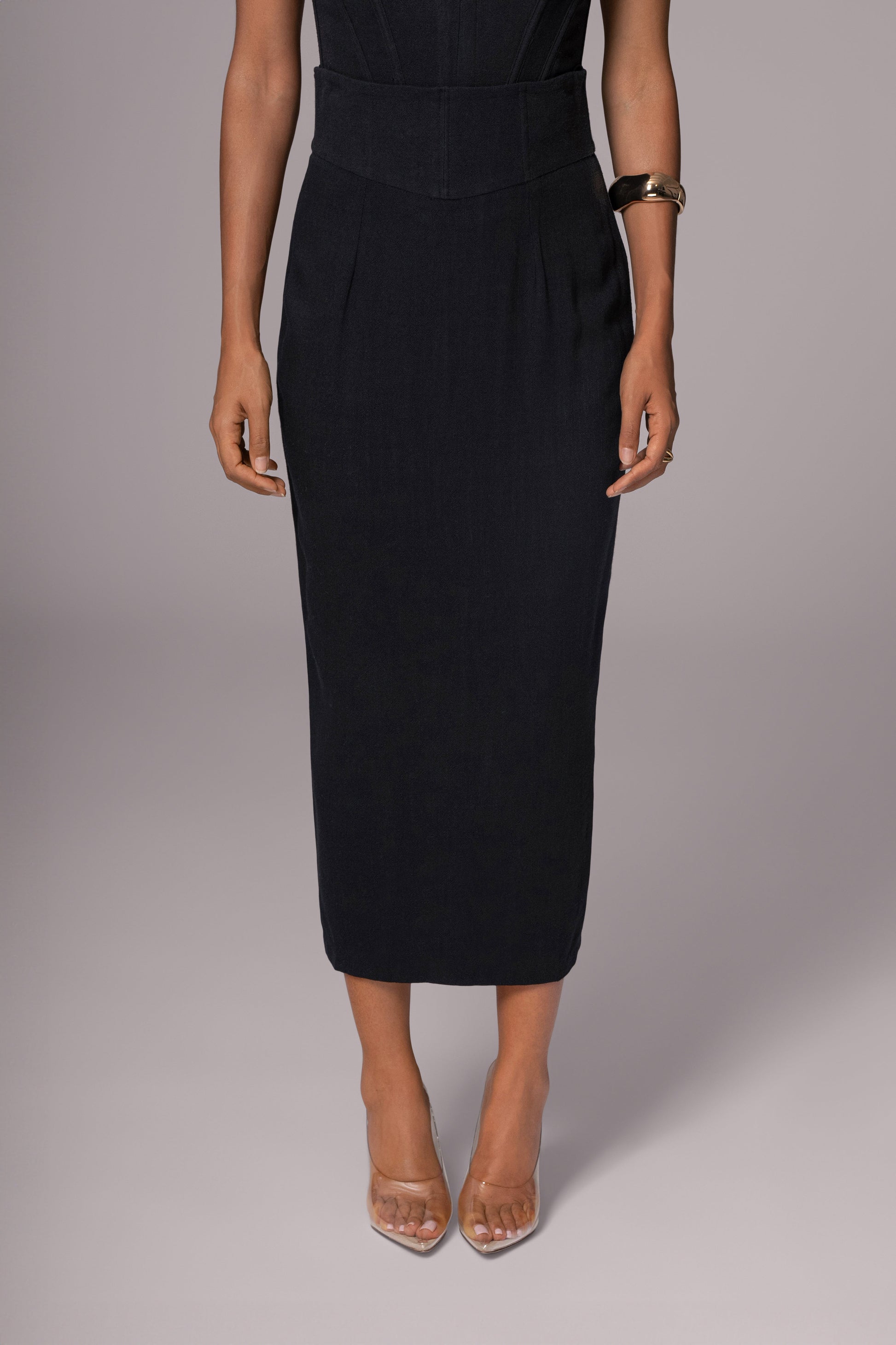 Black Coastland Linen Skirt JLUXLABEL