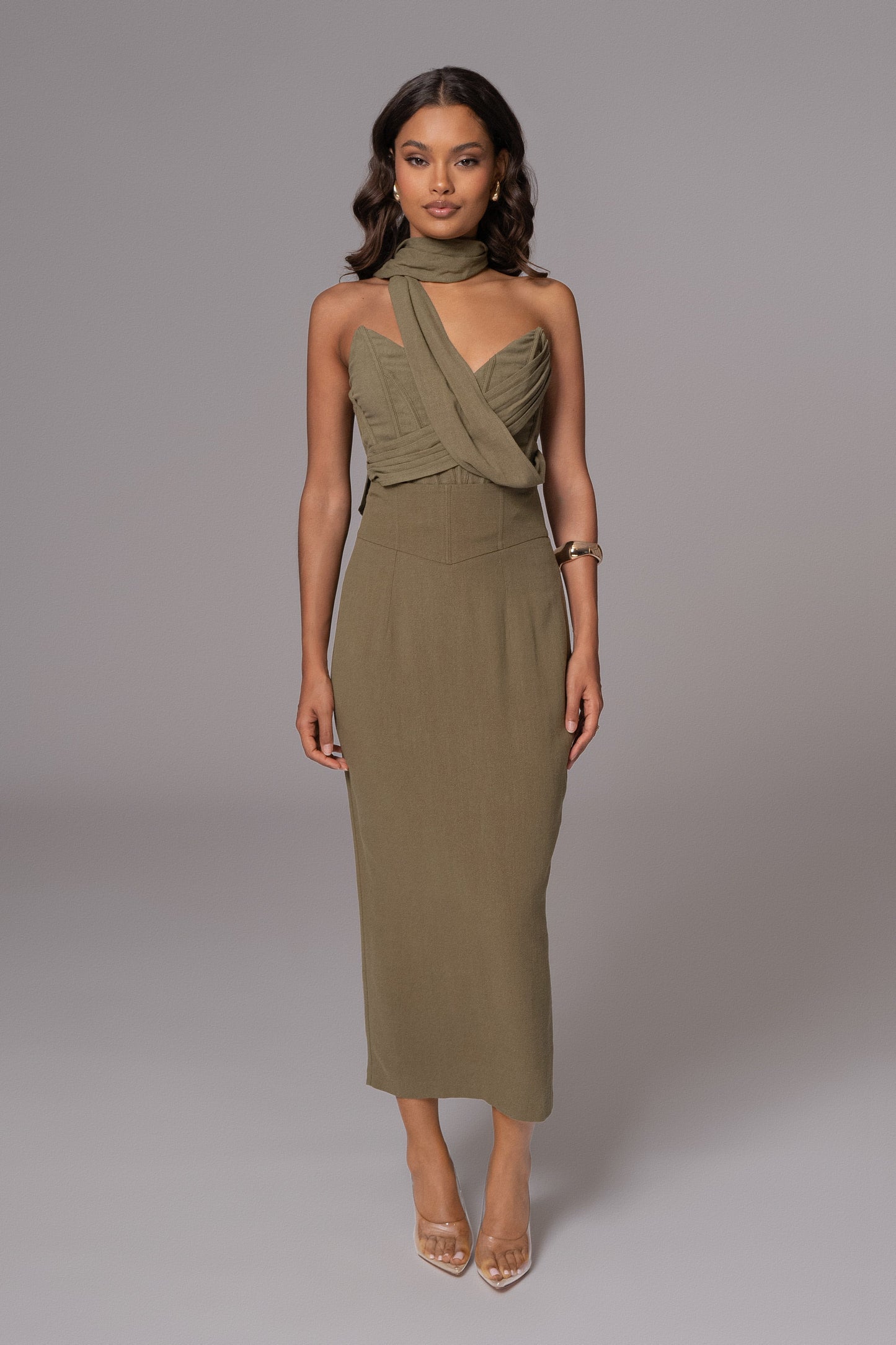 Olive Coastland Linen Skirt JLUXLABEL
