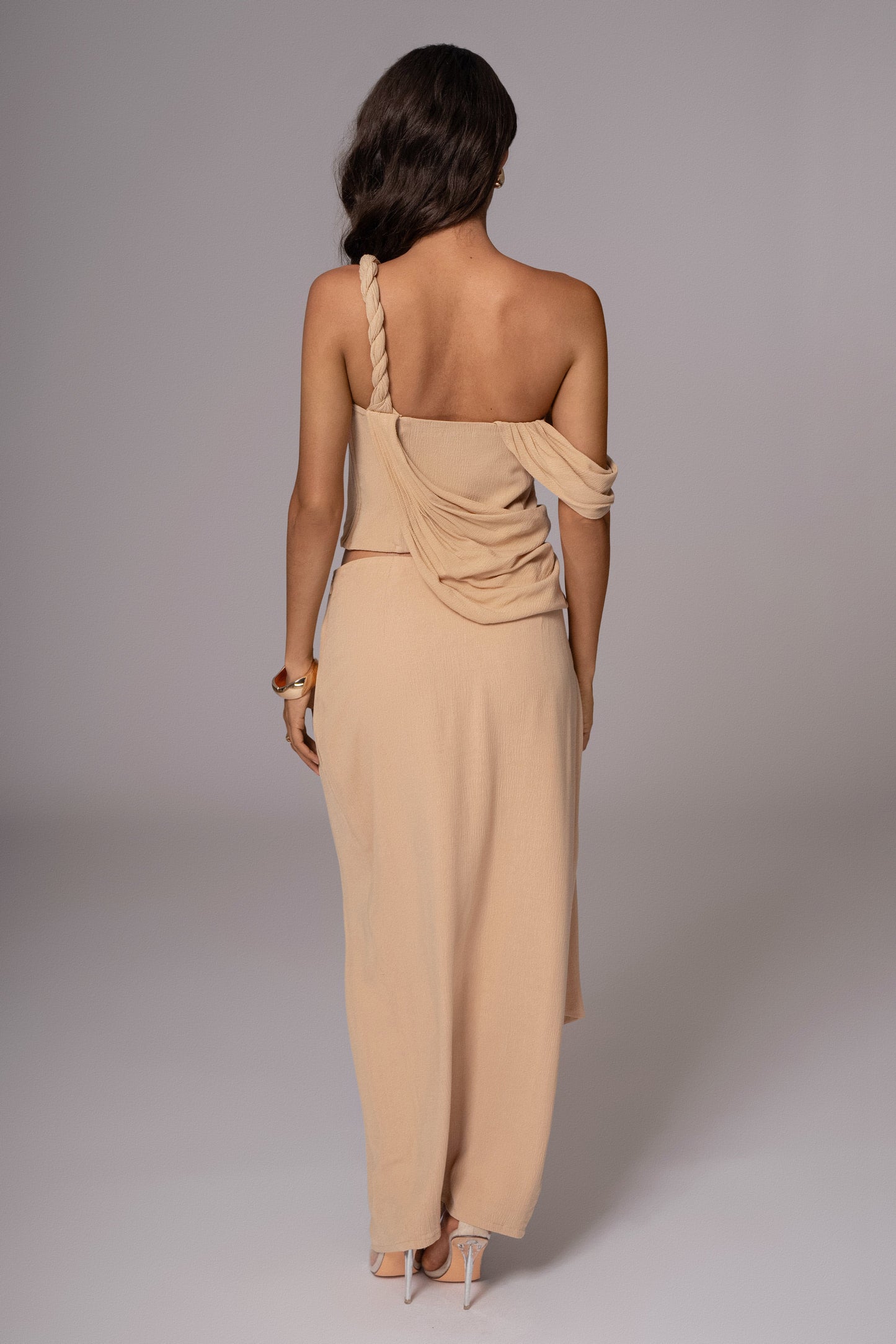 Khaki Diosa Drape Top JLUXLABEL