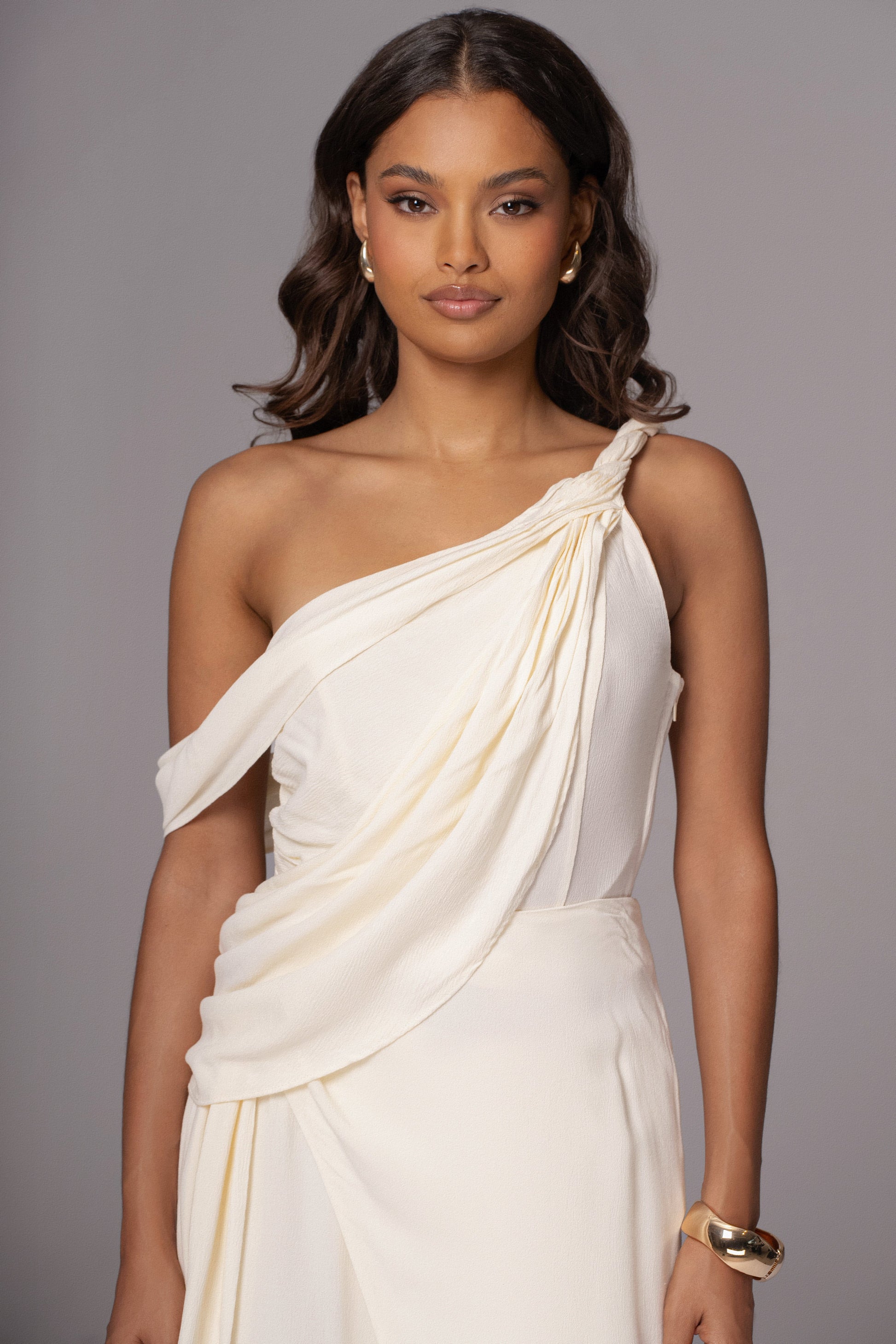 Ivory Diosa Drape Top JLUXLABEL