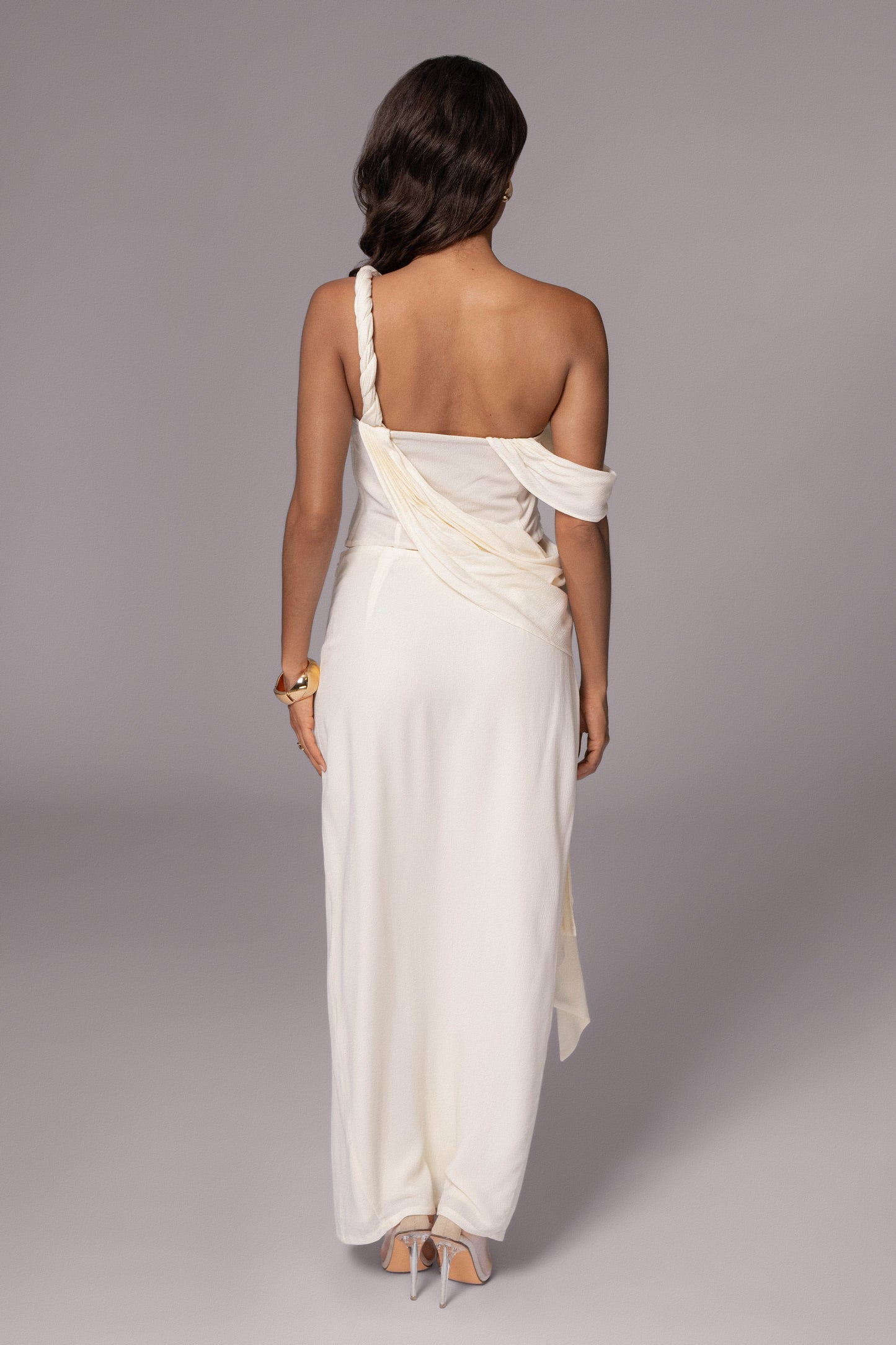 Ivory Diosa Drape Top JLUXLABEL
