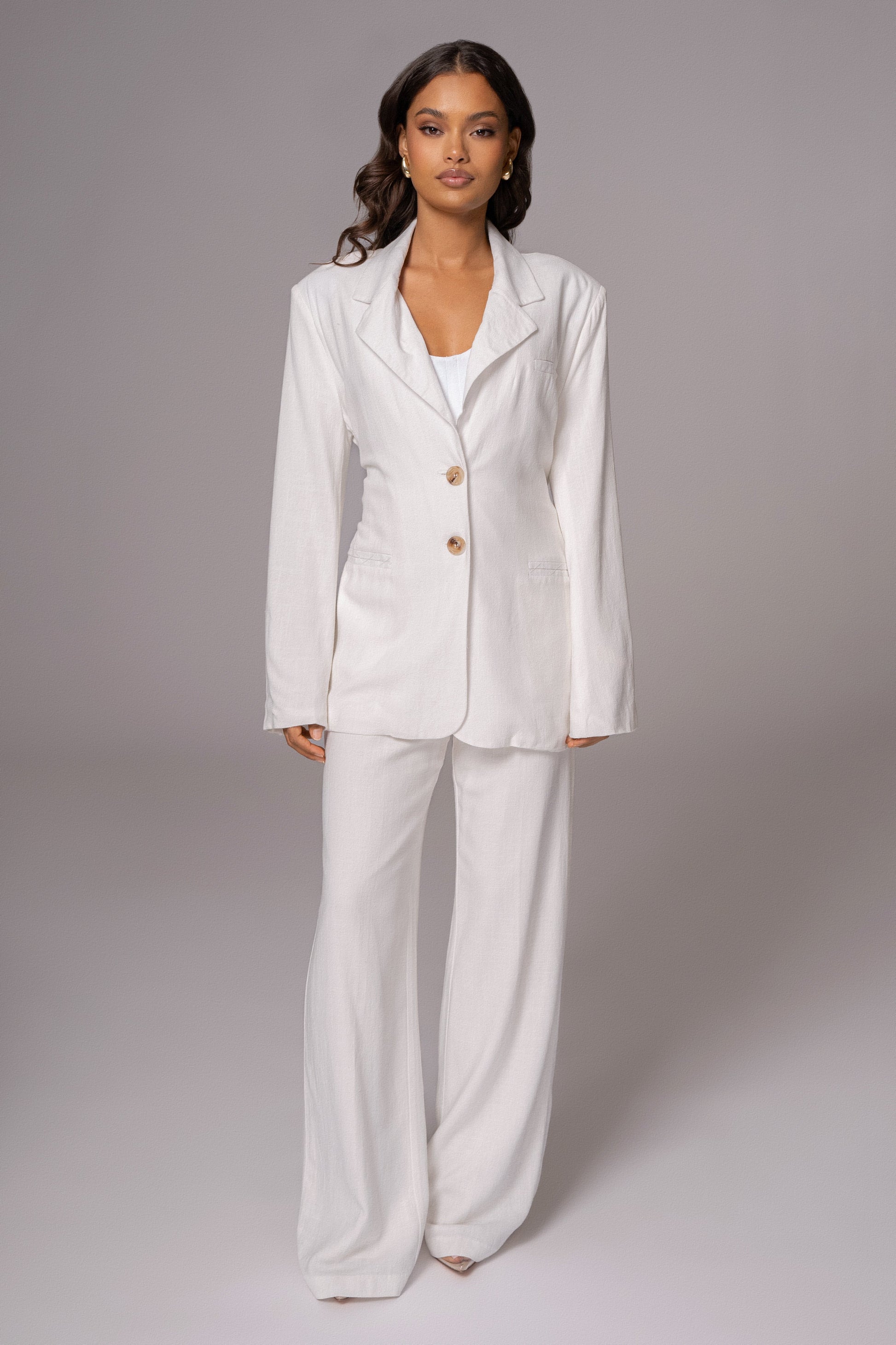 Ivory Ocean Breeze Linen Blazer JLUXLABEL