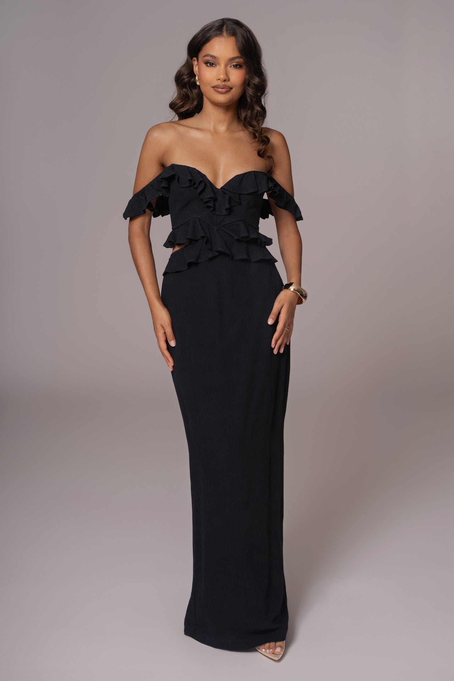 Black Brighter Days Linen Maxi Dress JLUXLABEL