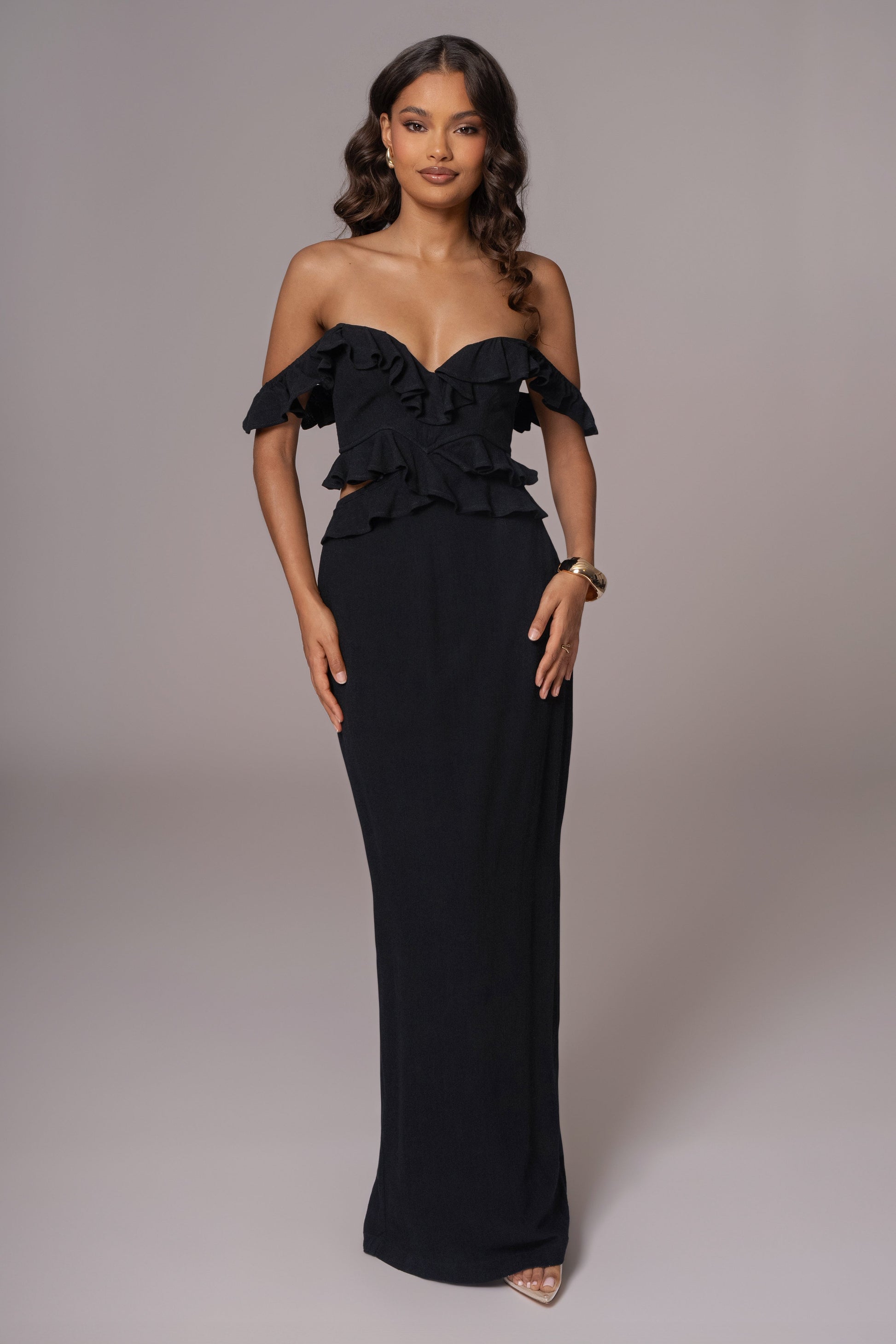 Black Brighter Days Linen Maxi Dress JLUXLABEL