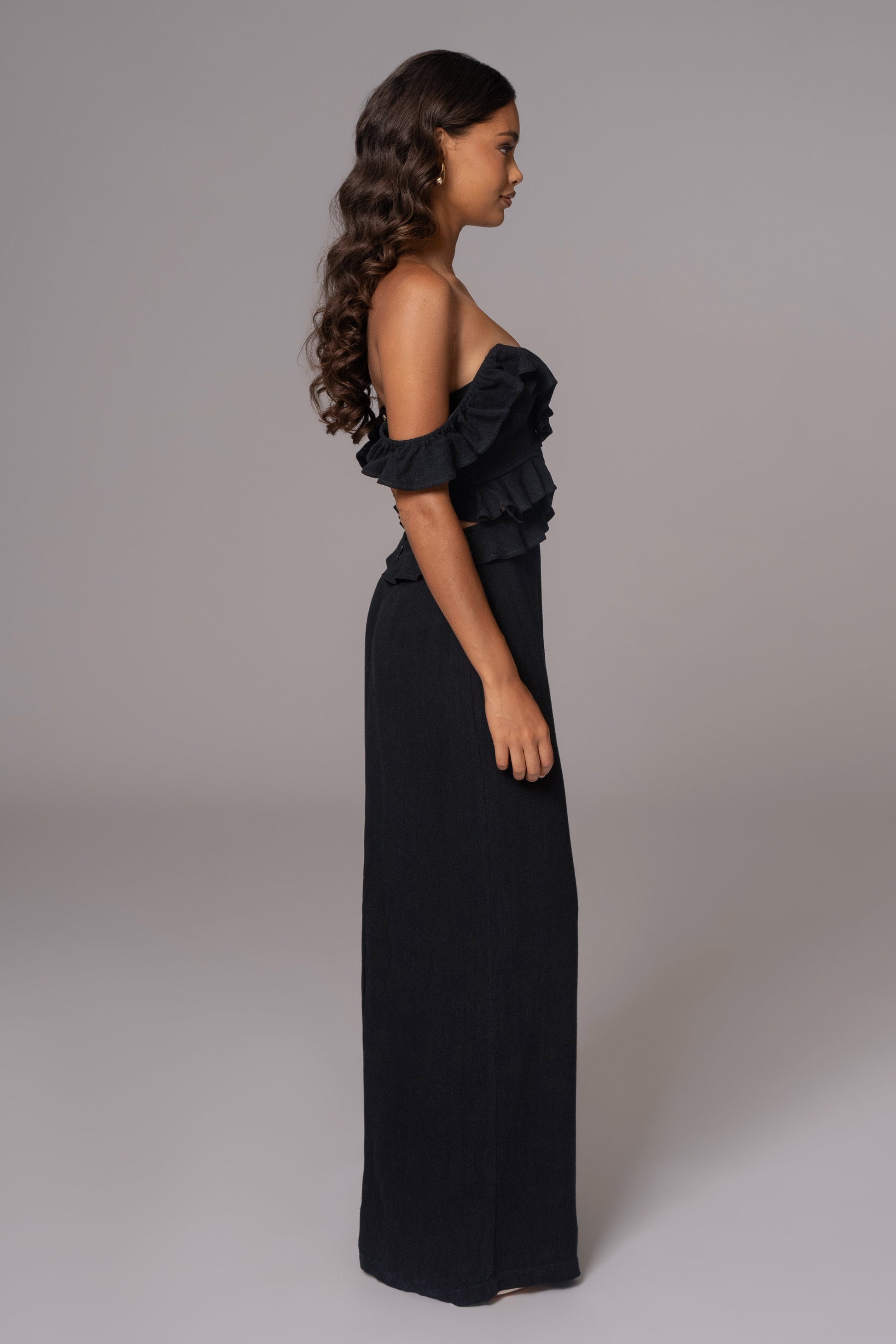 Black Brighter Days Linen Maxi Dress JLUXLABEL
