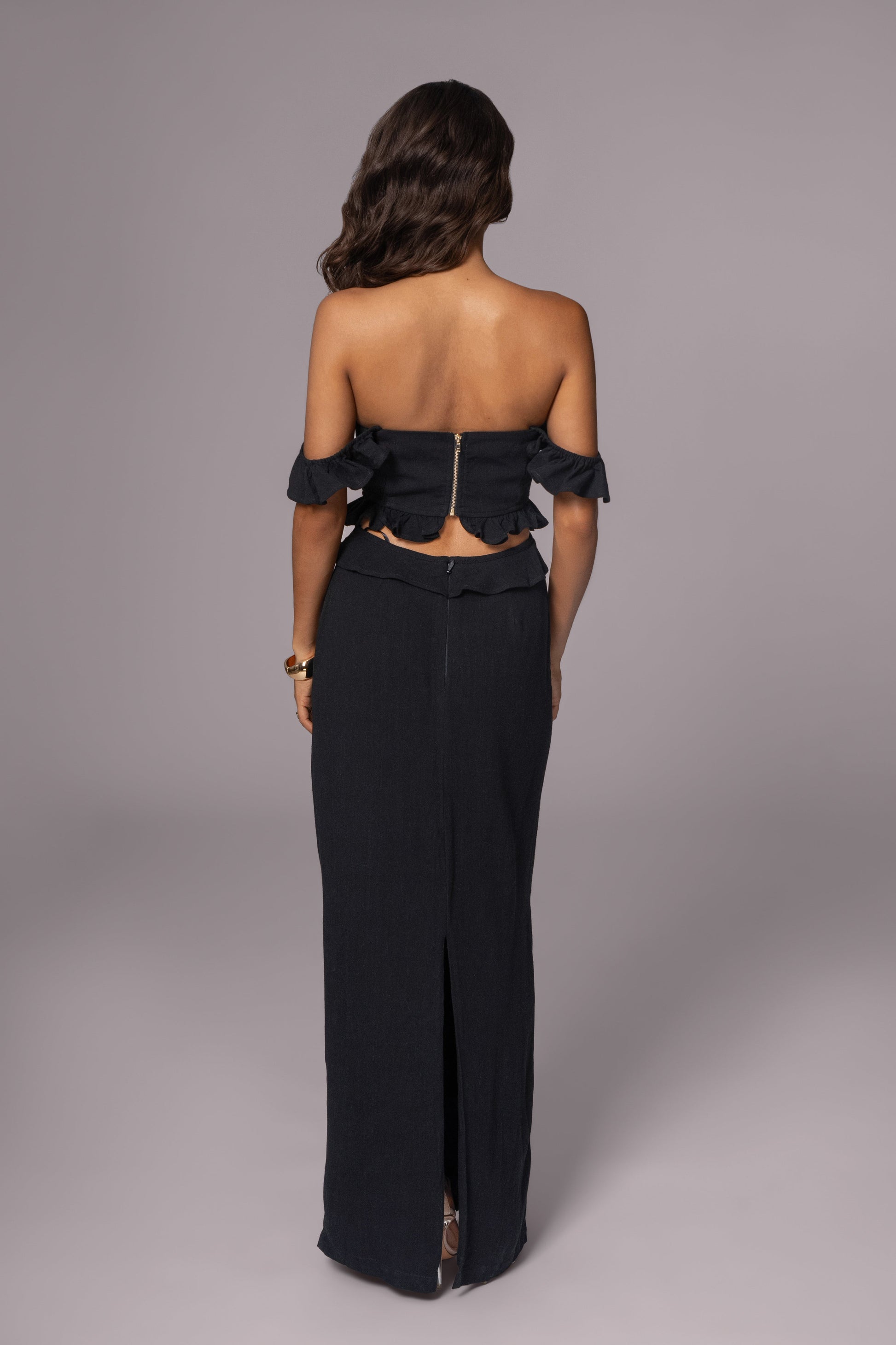 Black Brighter Days Linen Maxi Dress JLUXLABEL