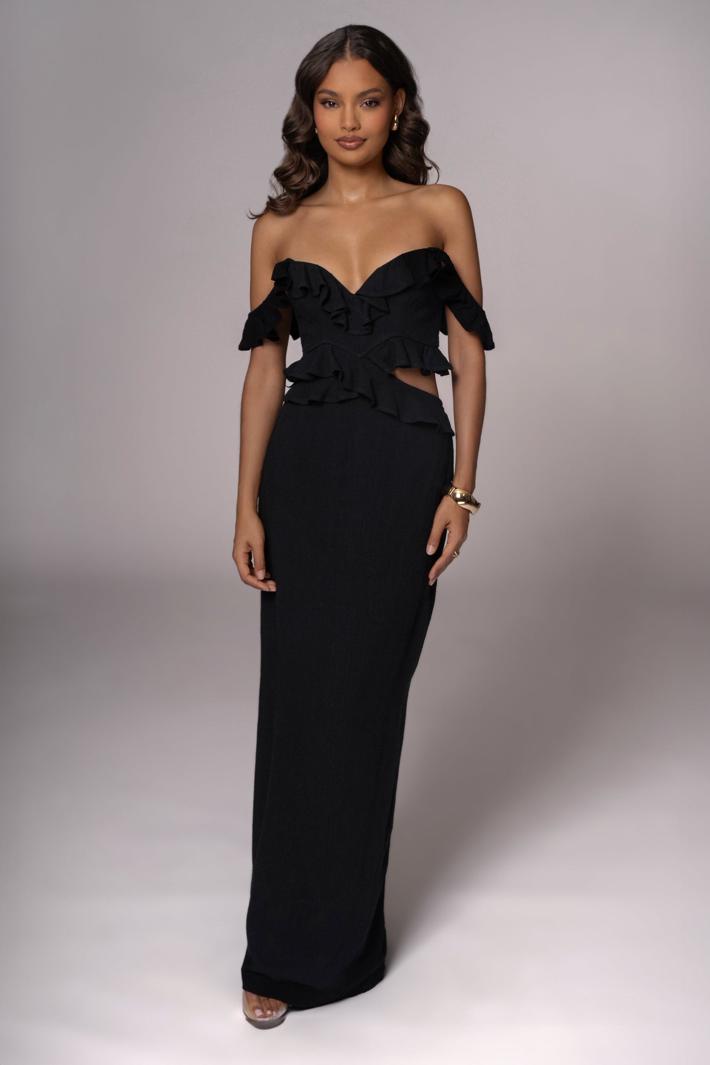 Black Brighter Days Linen Maxi Dress JLUXLABEL