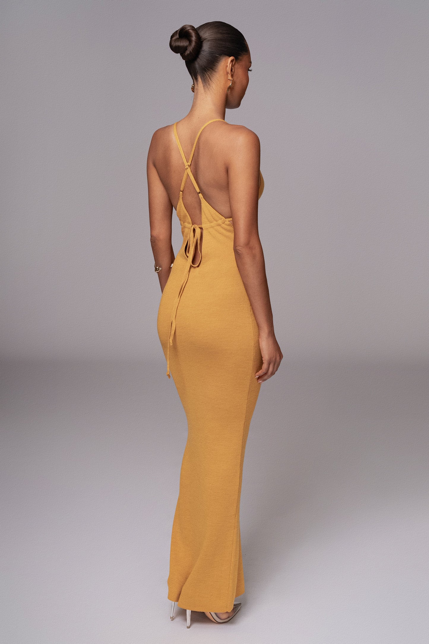 Yellow Sun Rays Knit Maxi Dress JLUXLABEL