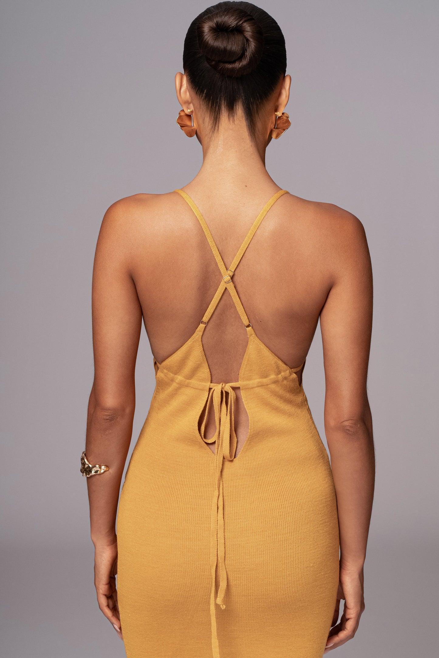Yellow Sun Rays Knit Maxi Dress JLUXLABEL