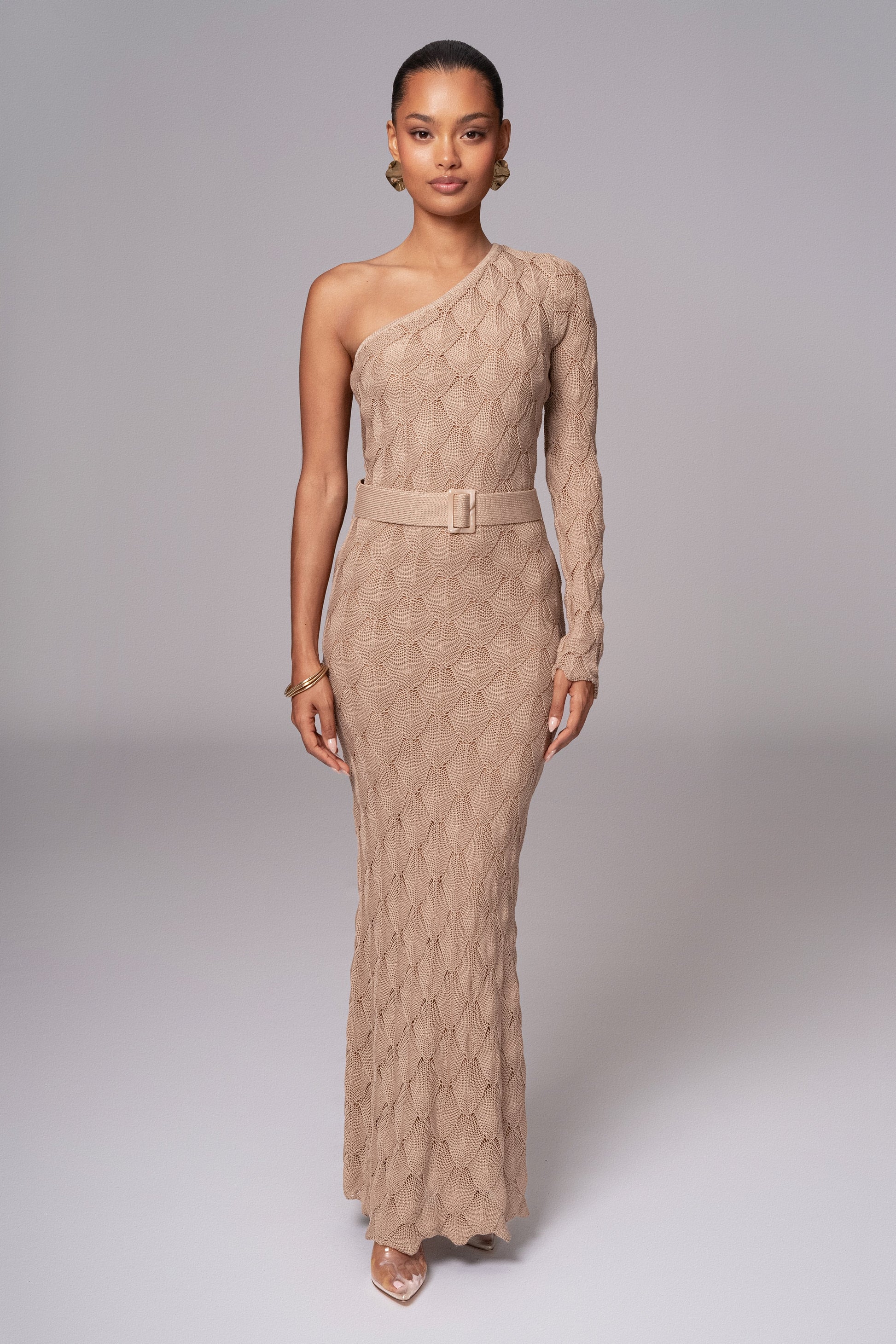 Beige La Costa One Shoulder Dress JLUXLABEL