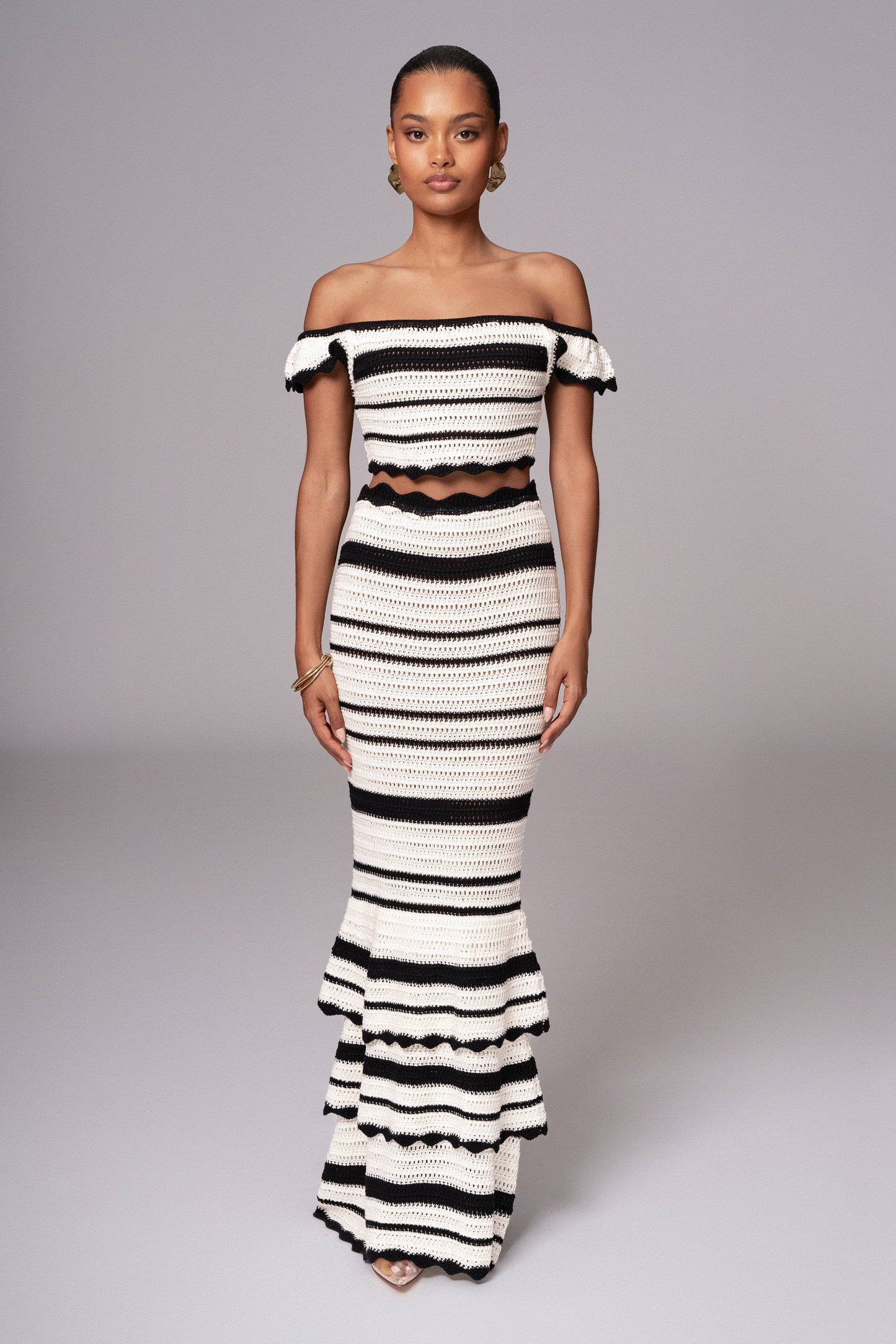 Black Corazon Ruffle Skirt Set JLUXLABEL