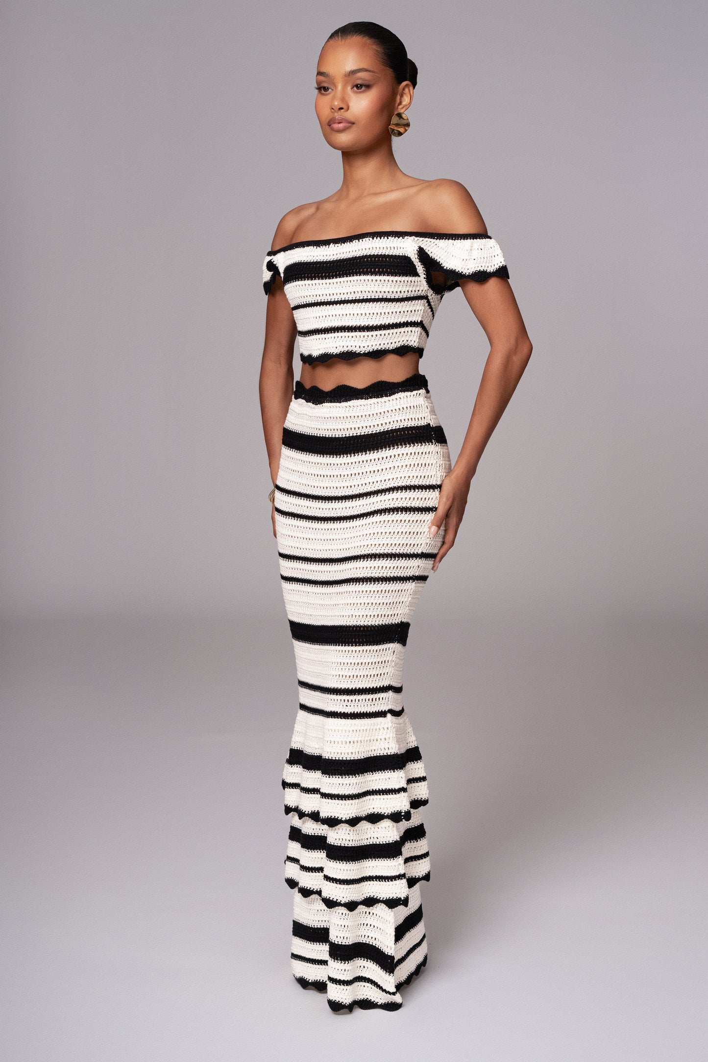 Black Corazon Ruffle Skirt Set JLUXLABEL