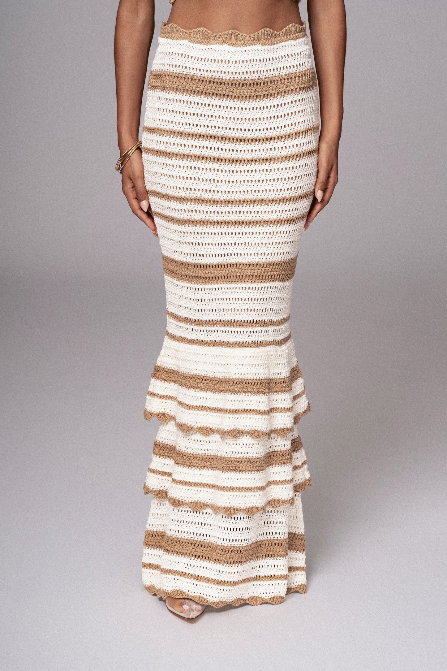 Beige Corazon Ruffle Skirt Set JLUXLABEL
