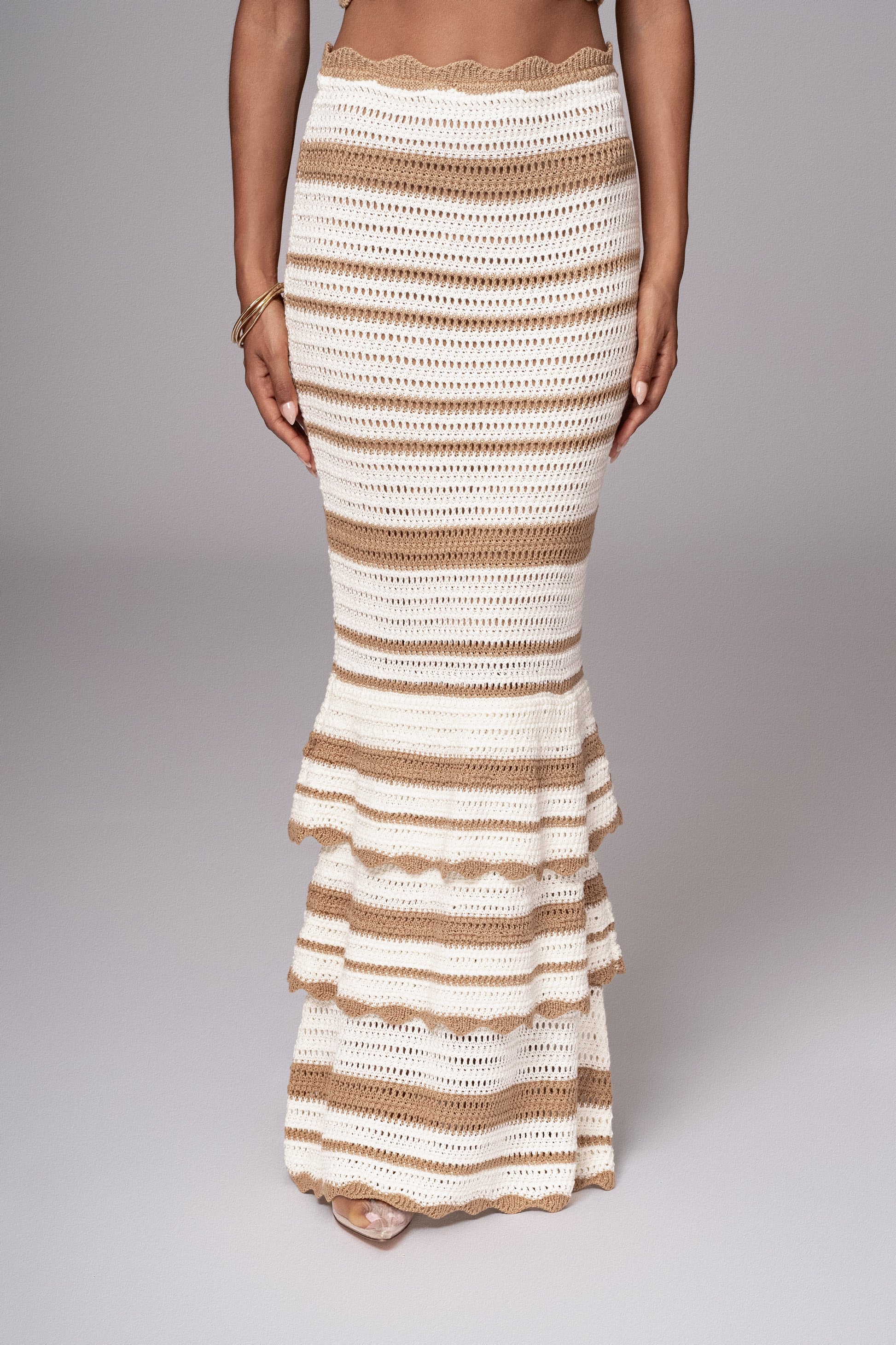 Beige Corazon Ruffle Skirt Set JLUXLABEL