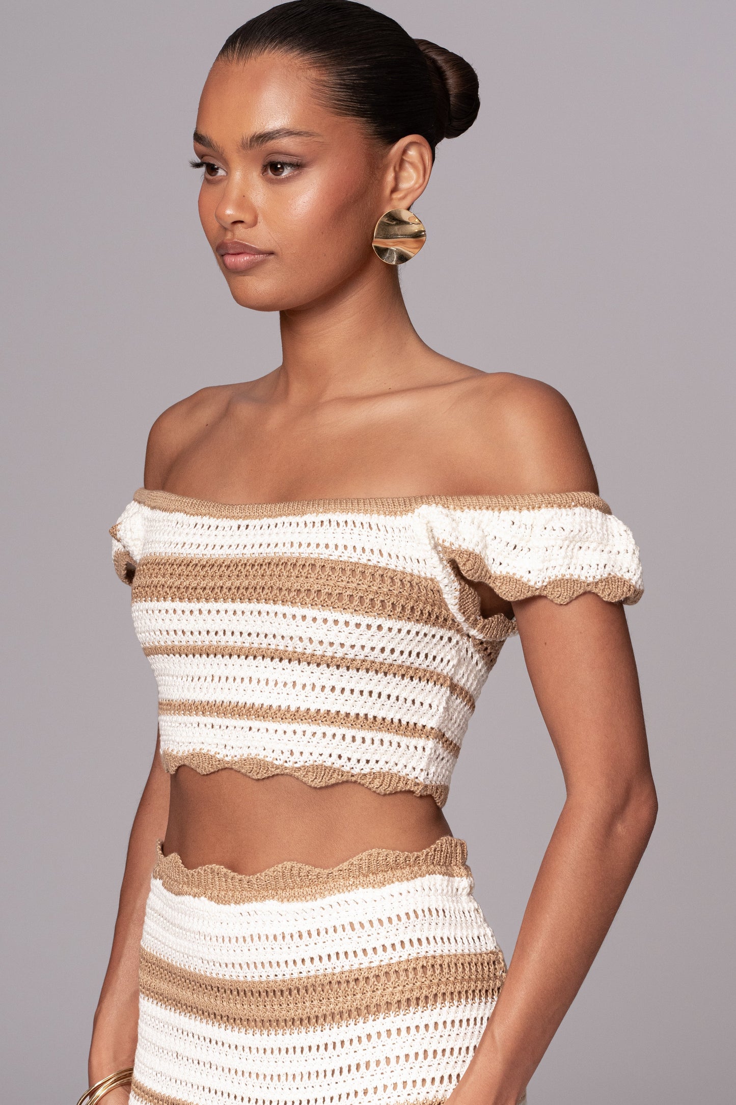 Beige Corazon Ruffle Skirt Set JLUXLABEL