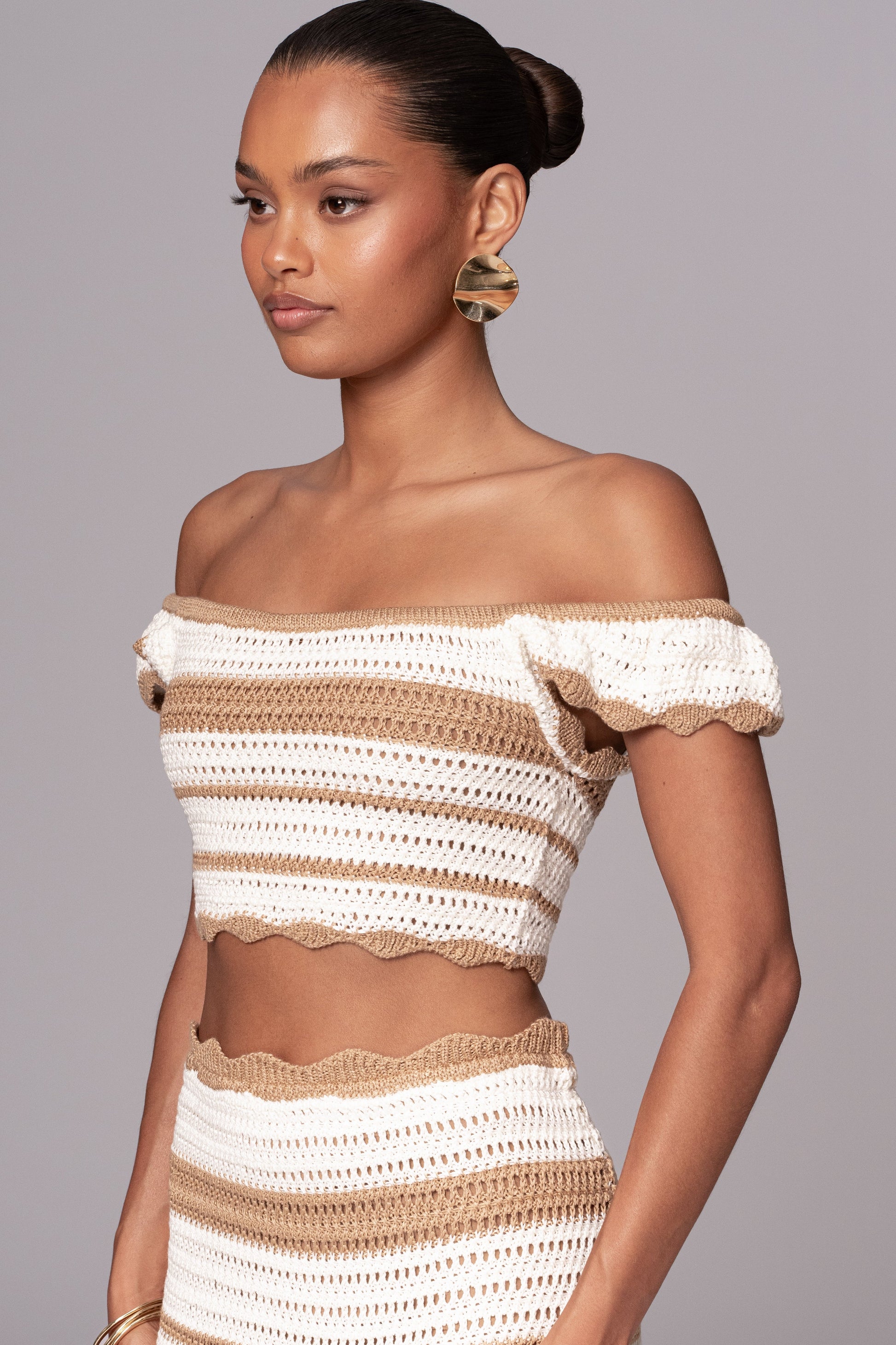 Beige Corazon Ruffle Skirt Set JLUXLABEL