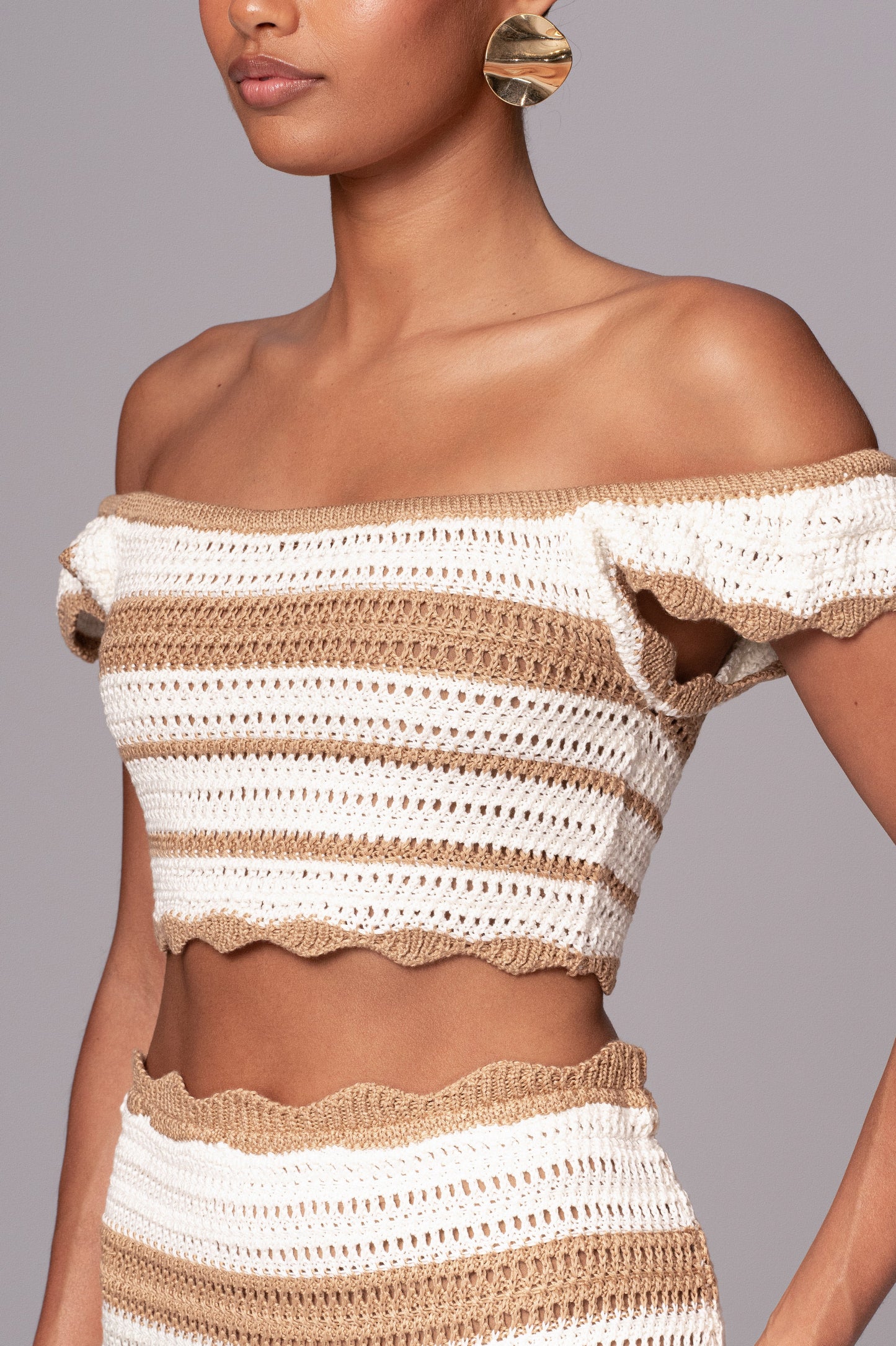 Beige Corazon Ruffle Skirt Set JLUXLABEL