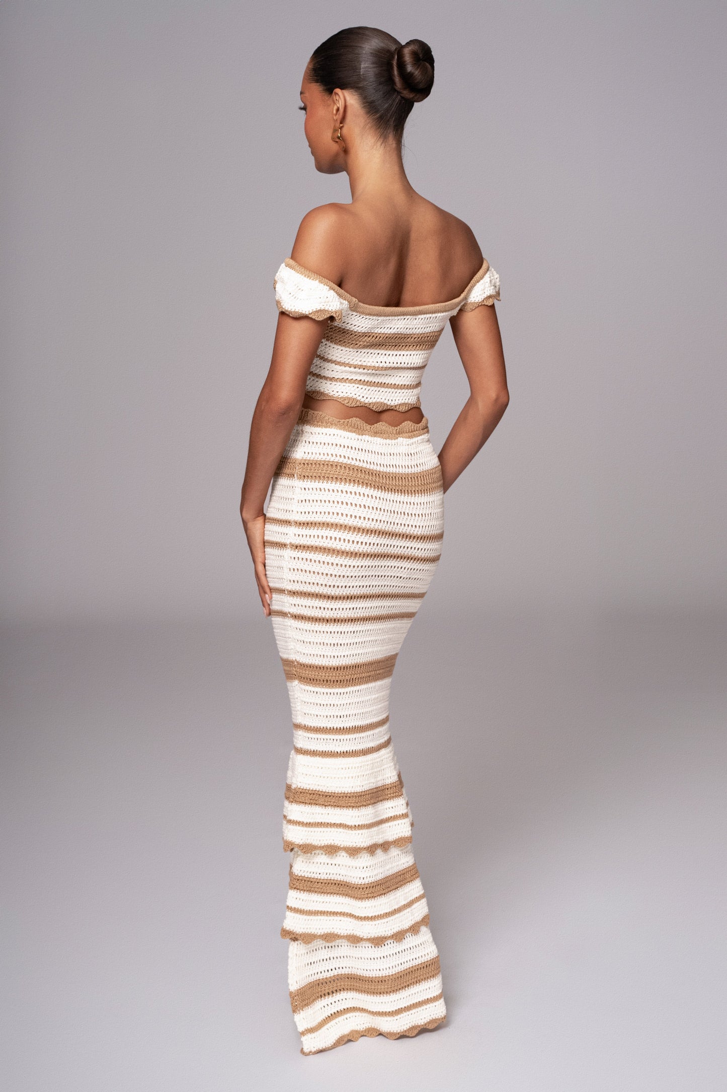Beige Corazon Ruffle Skirt Set JLUXLABEL
