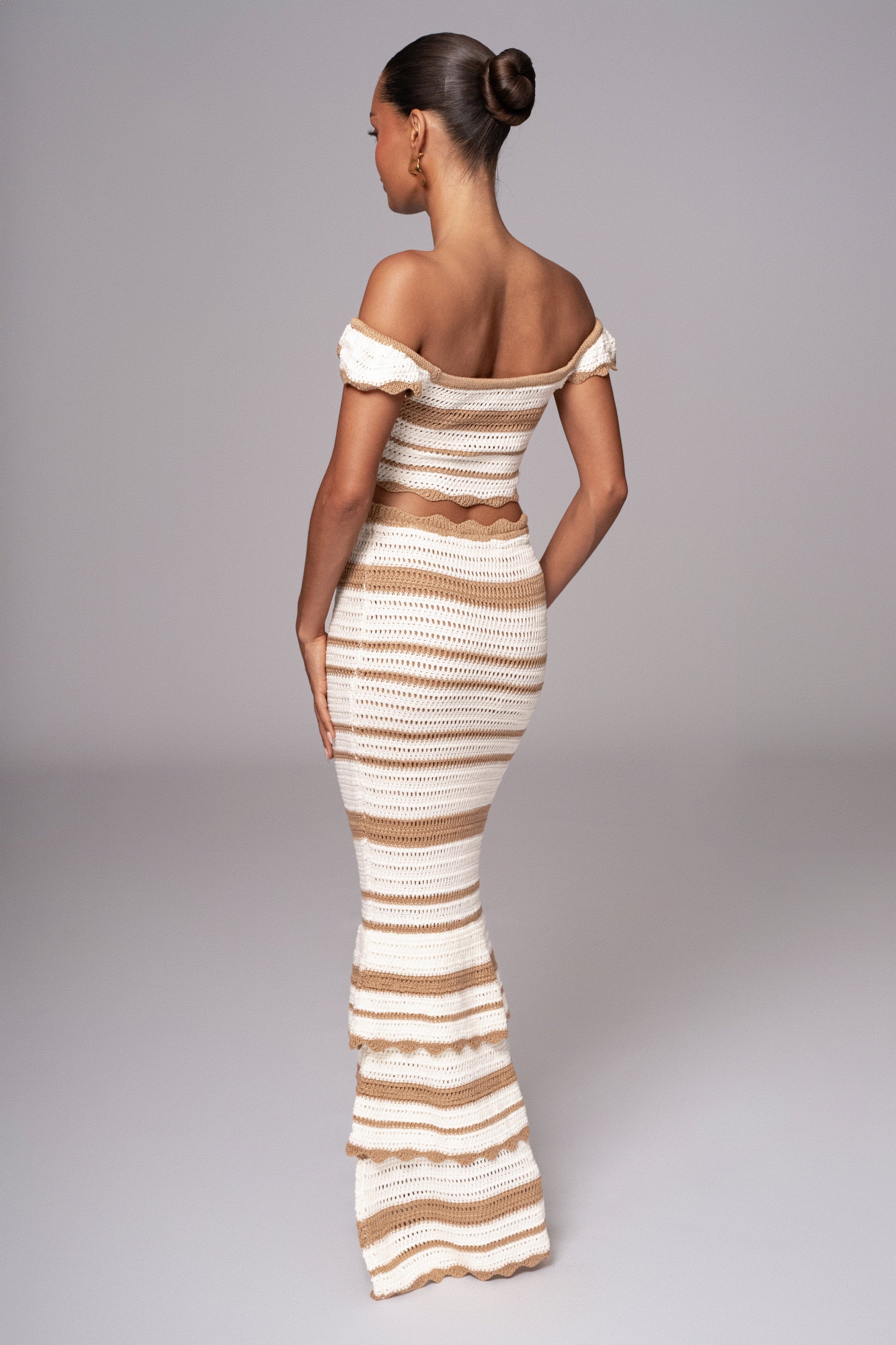 Beige Corazon Ruffle Skirt Set JLUXLABEL
