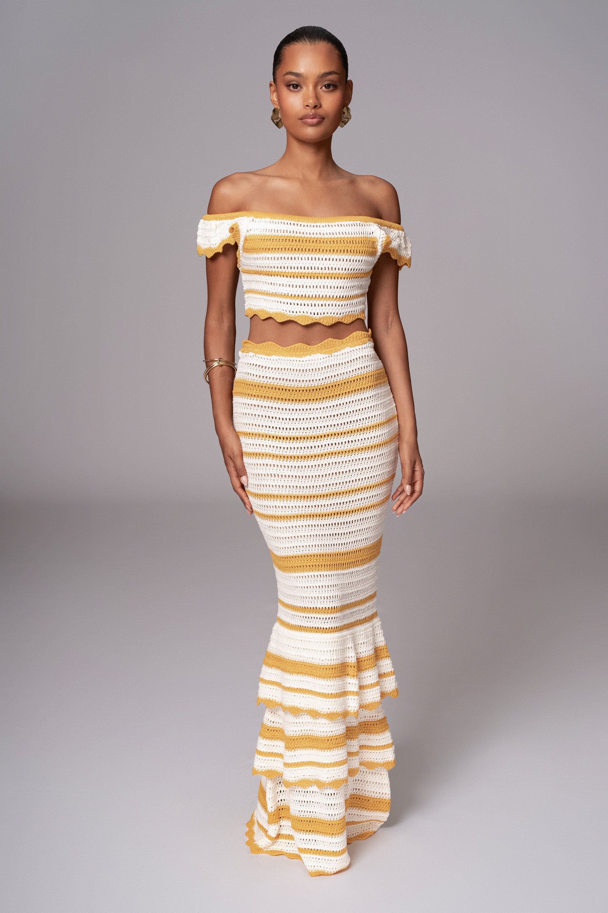 Yellow Corazon Ruffle Skirt Set JLUXLABEL