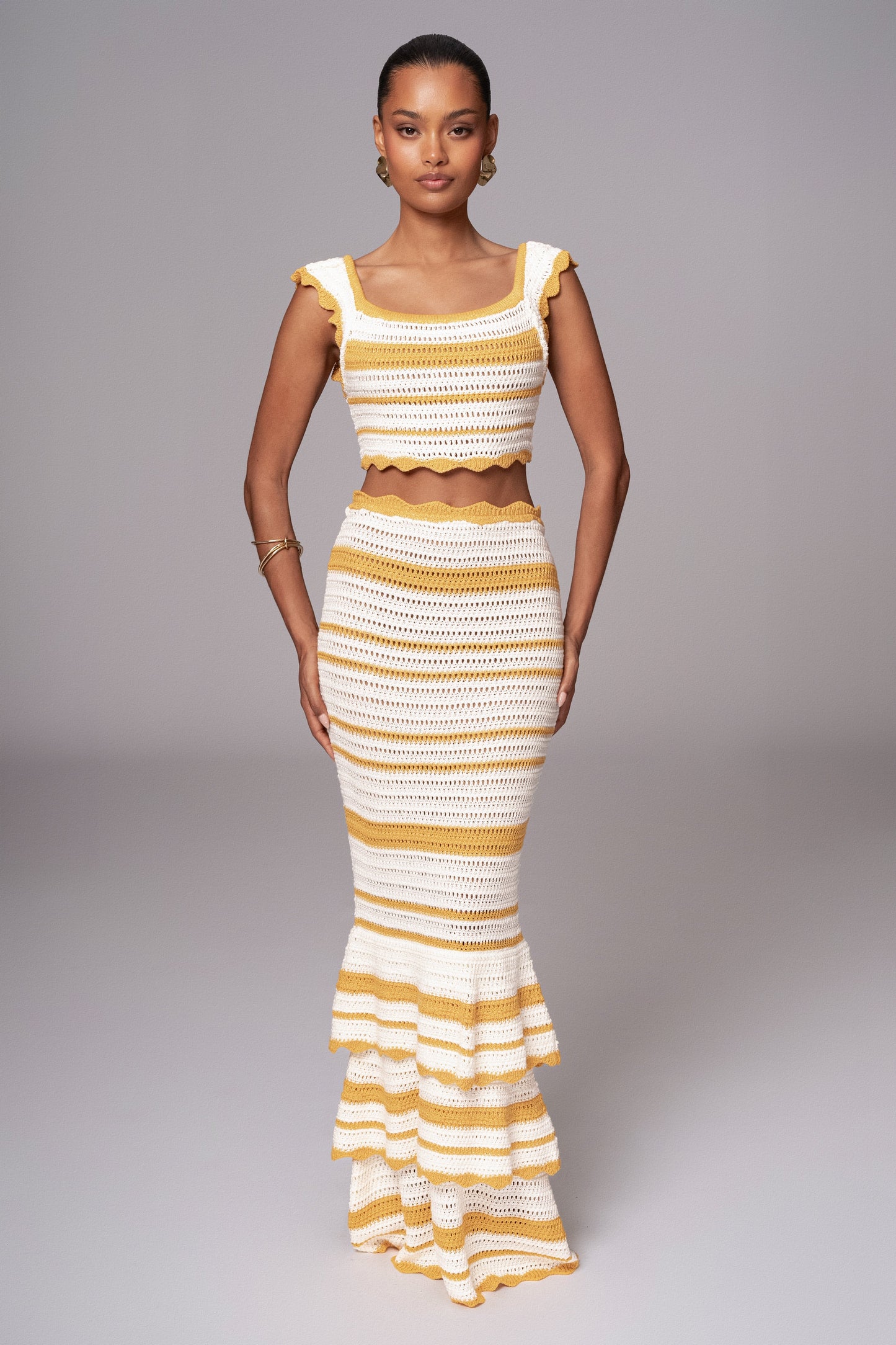 Yellow Corazon Ruffle Skirt Set JLUXLABEL