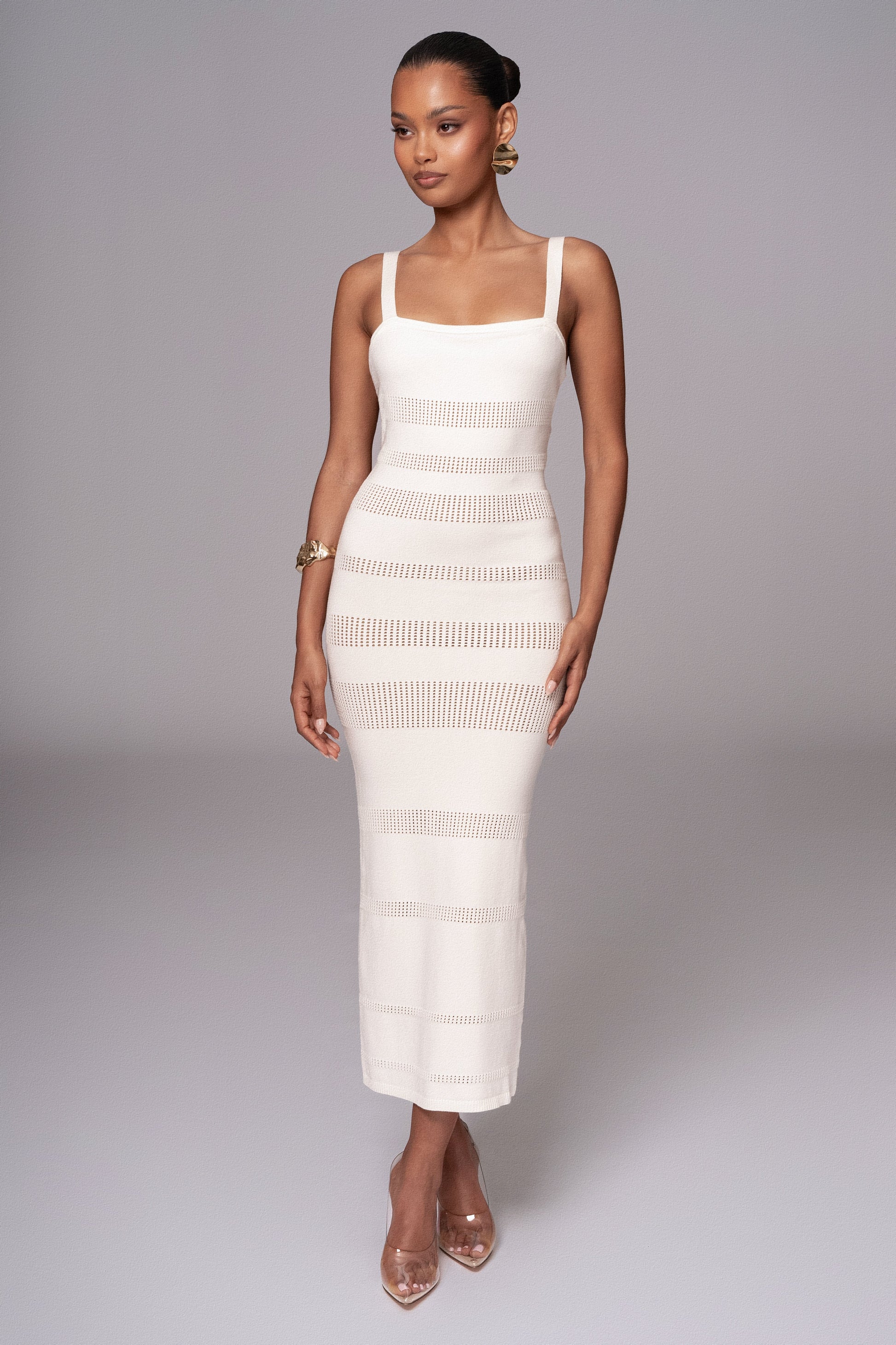 Ivory Sandy Shores Knit Midi Dress JLUXLABEL