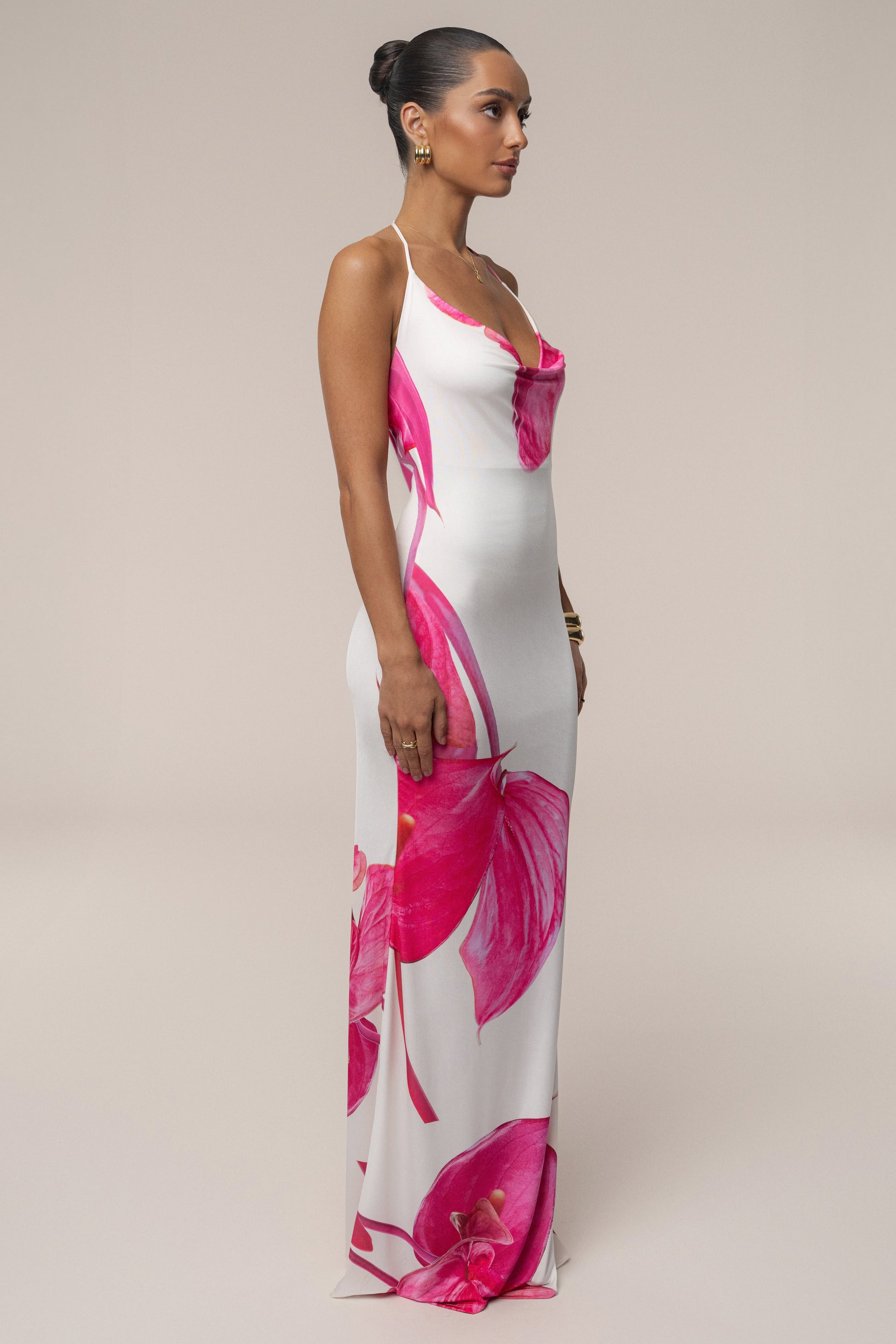 Ivory Midsummer Cowl Neck Dress JLUXLABEL