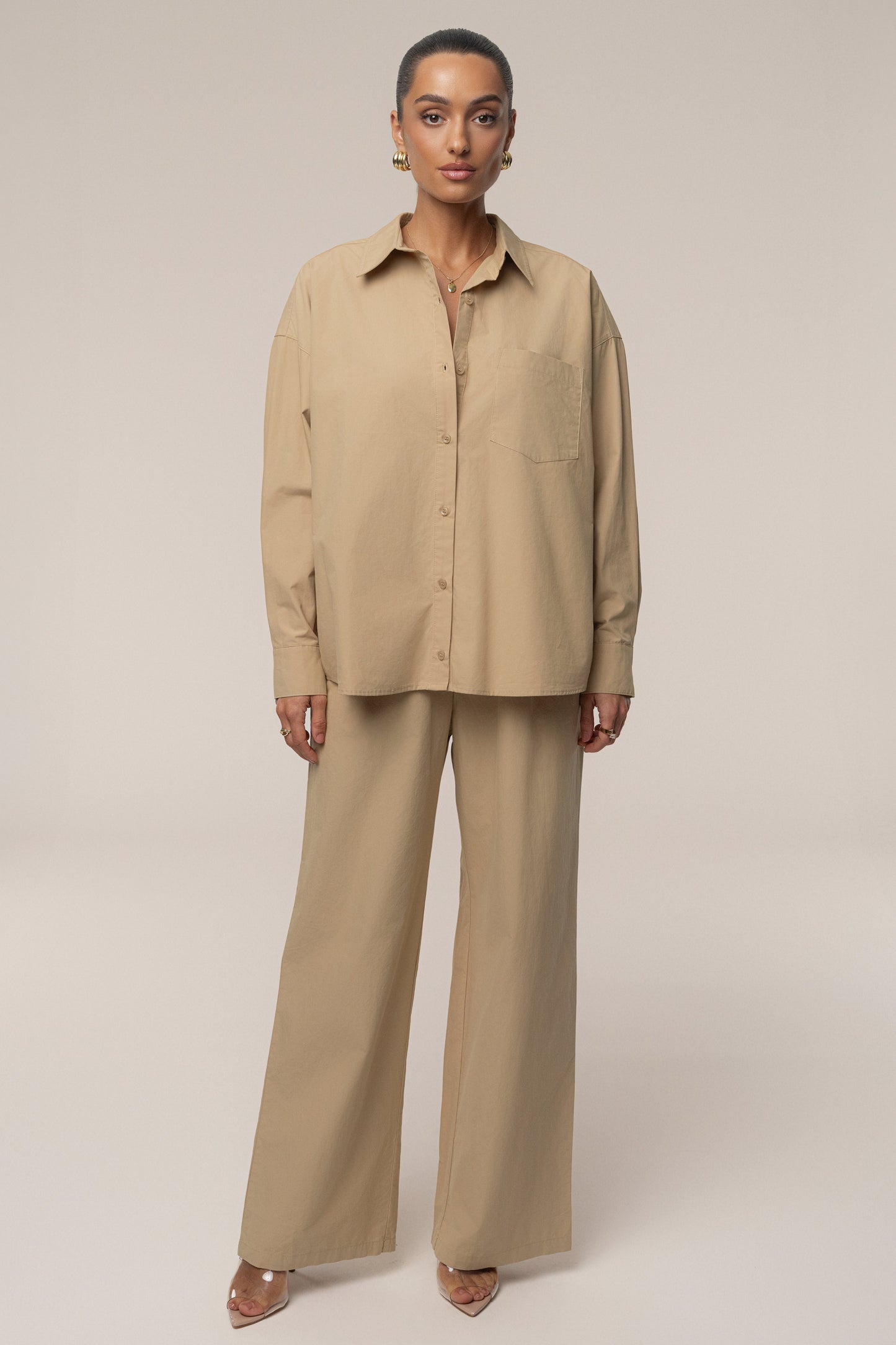 Beige Leon Poplin Pant NEWFASHIONEDGE