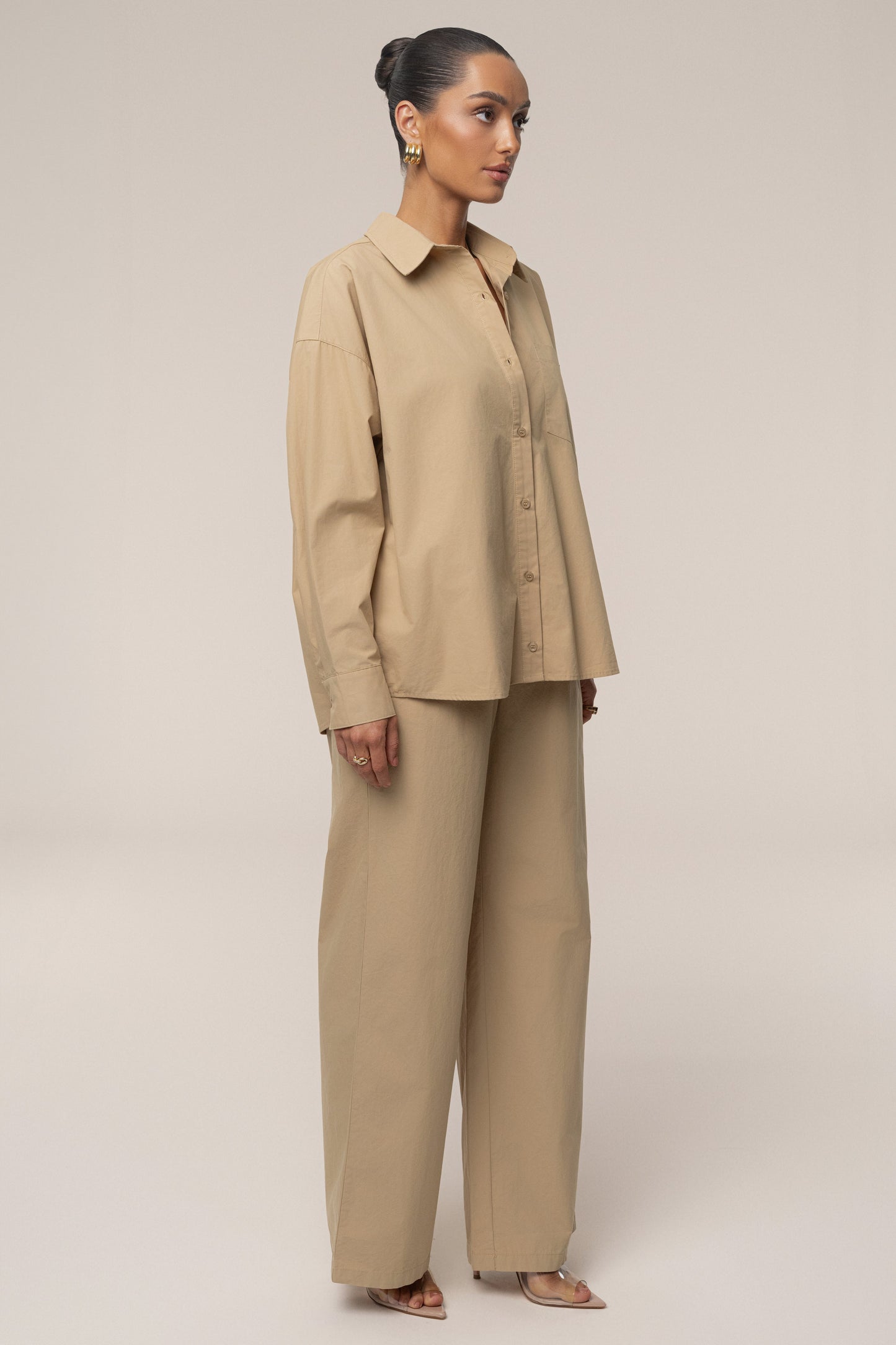 Beige Leon Poplin Pant NEWFASHIONEDGE